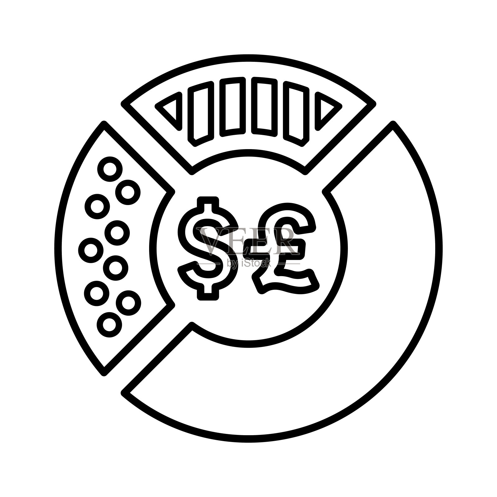 美元,货币,图表线图标。轮廓向量。插画图片素材