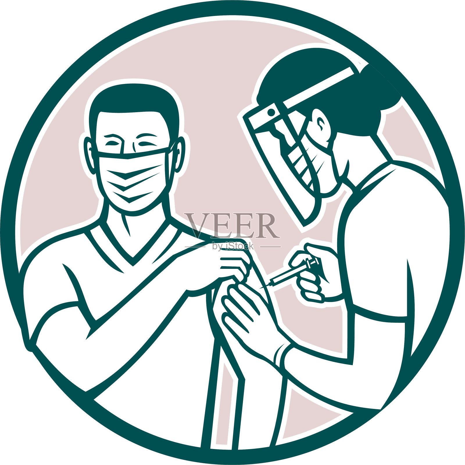 一线工作人员接种COVID-19疫苗设计元素图片