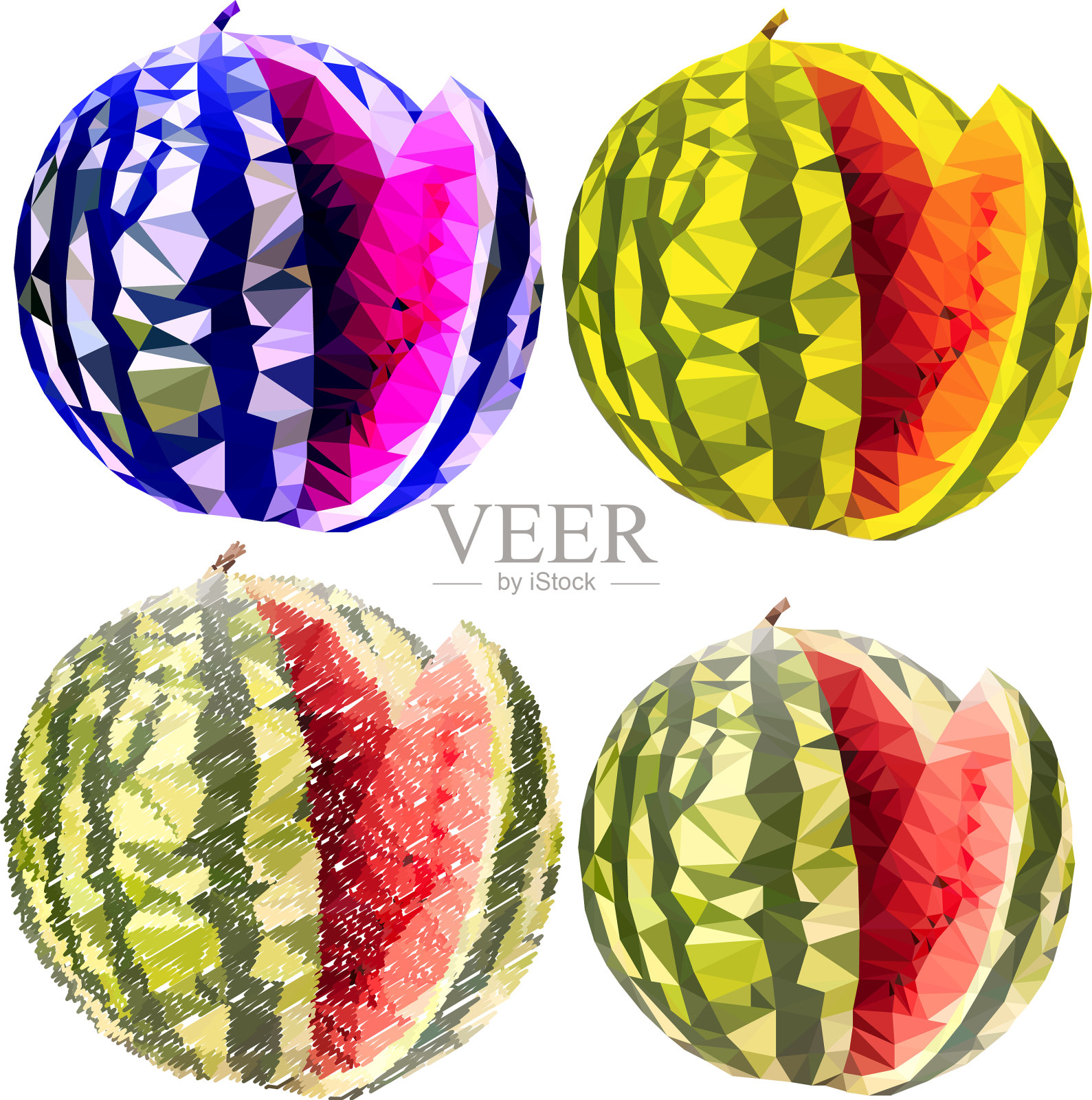 西瓜三种颜色设计元素图片