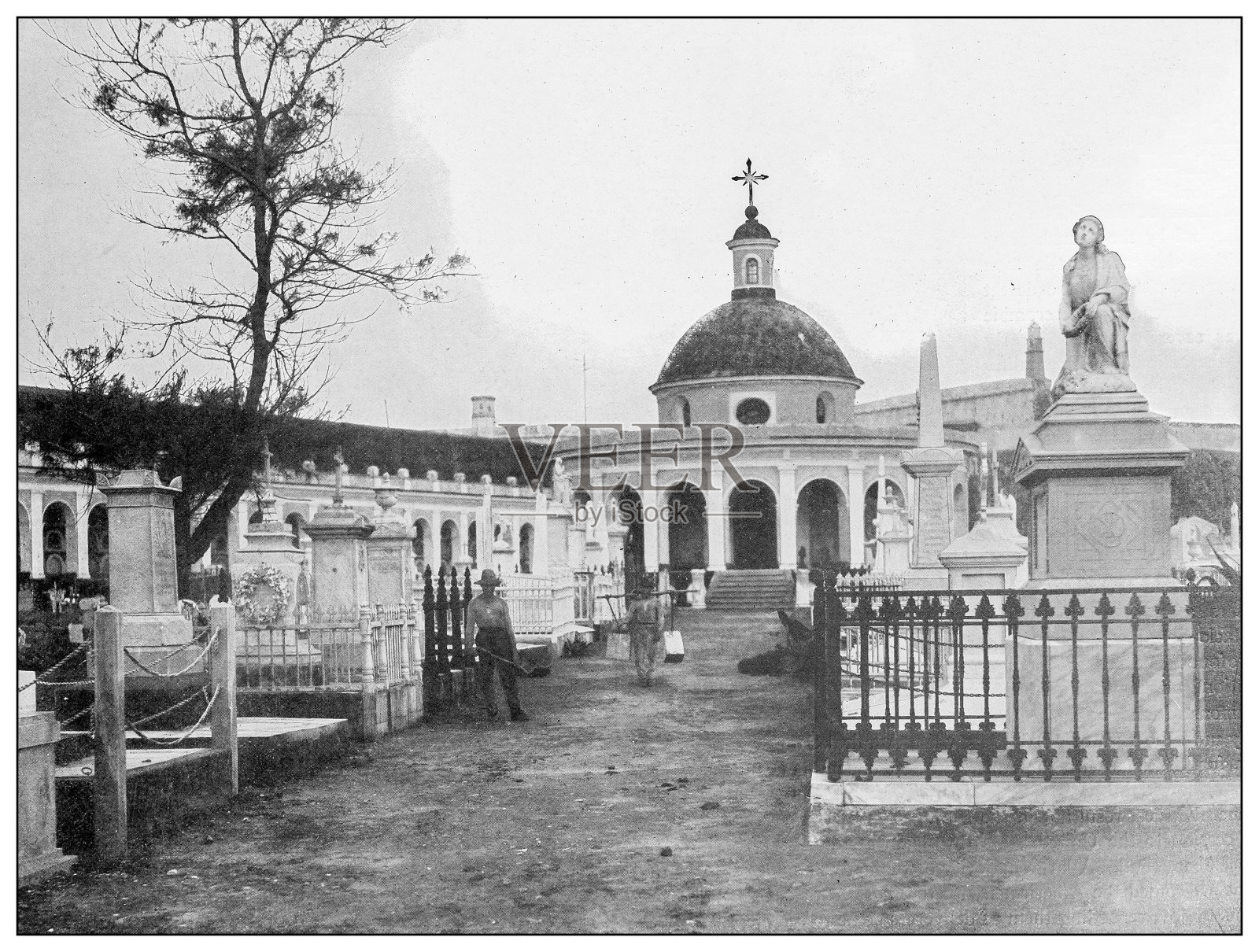 古董黑白照片:波多黎各圣胡安公墓照片摄影图片