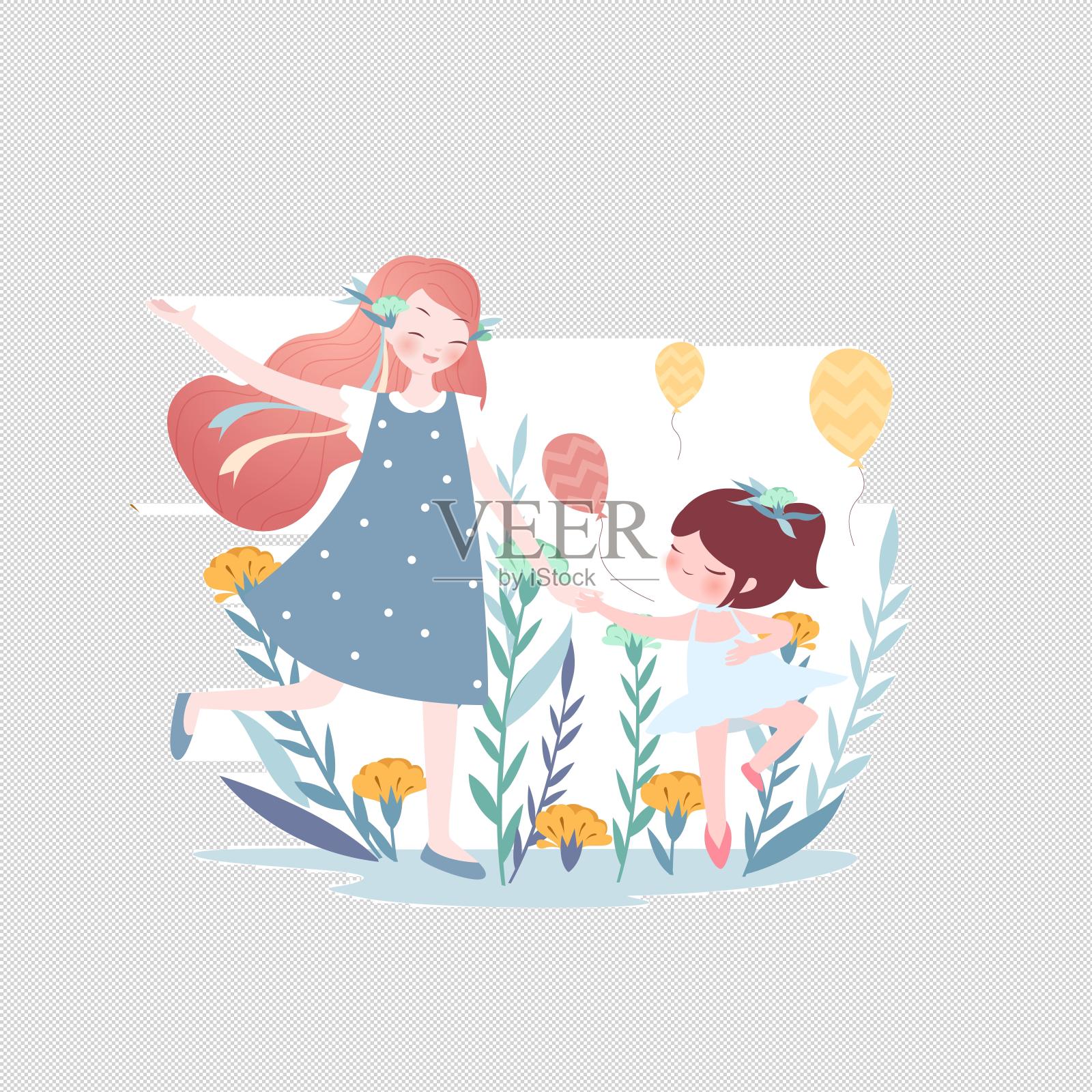 母亲节花海起舞设计元素图片