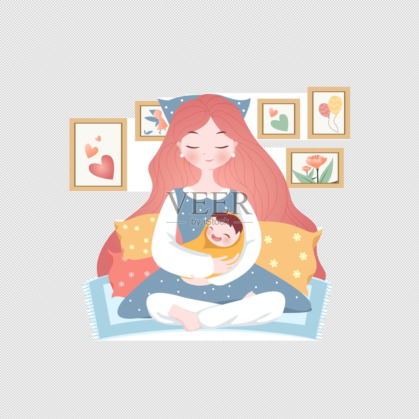 母亲育儿插画设计元素图片