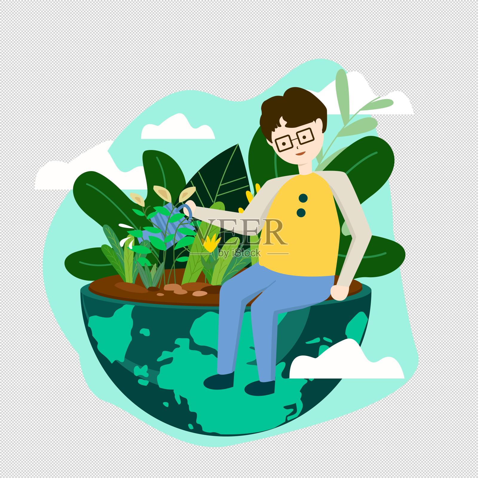 保护地球主题创意插画设计元素图片