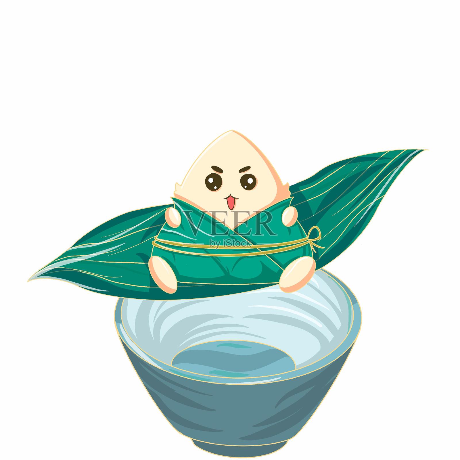 元素粽子茶杯设计元素图片