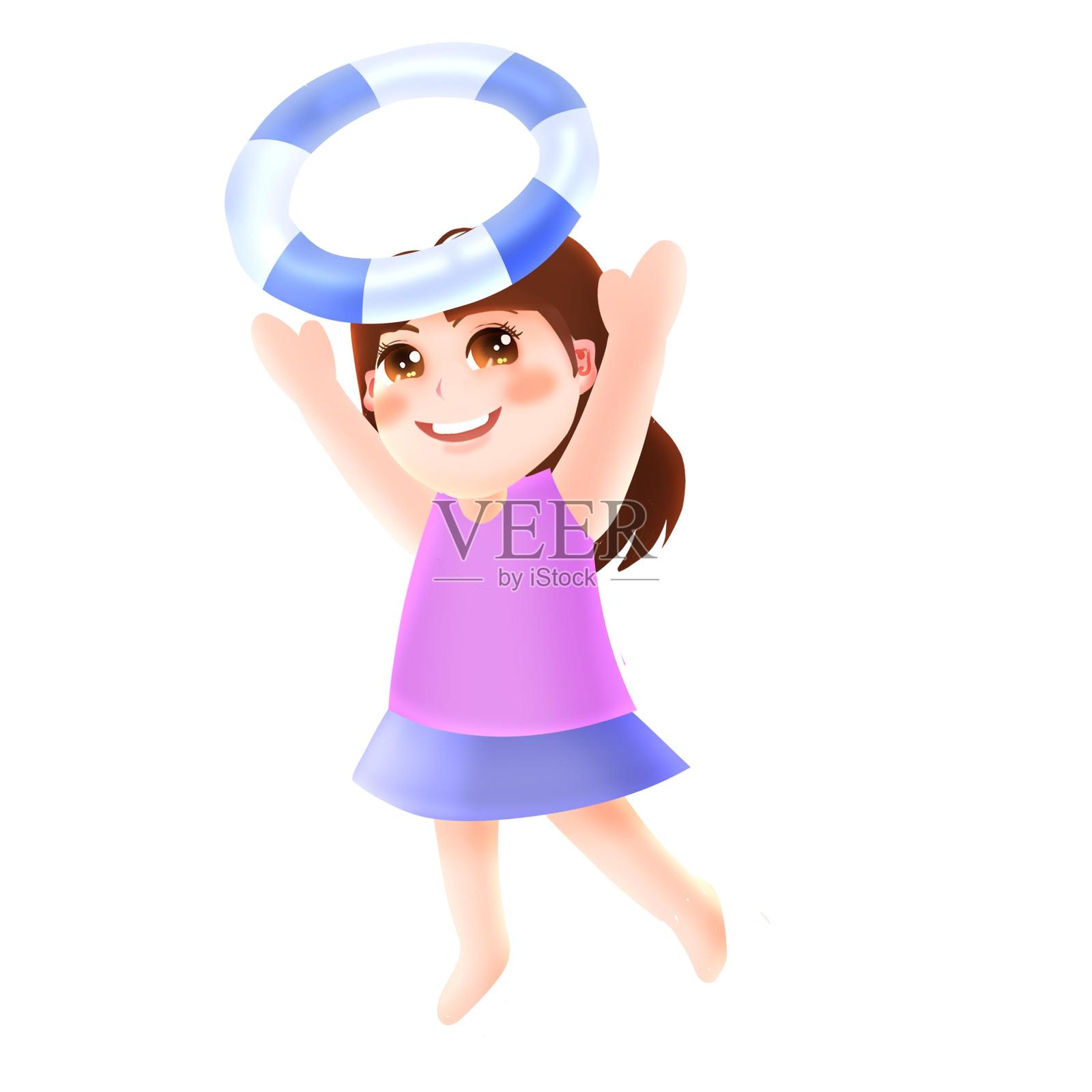 游泳安全日插画设计元素图片