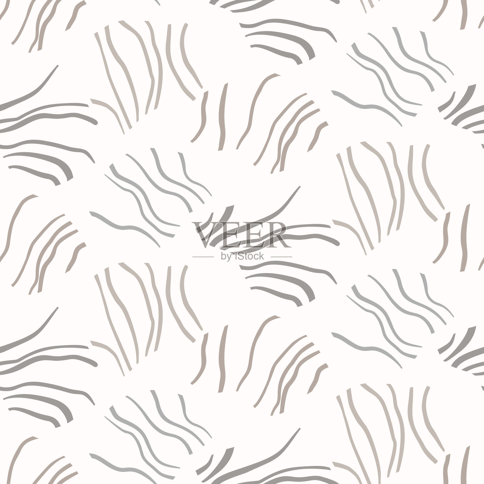 无缝隙背景中性模式。异想天开的极简大地色调。儿童托儿所墙纸或波西米亚卡通空间时尚全印刷。插画图片素材