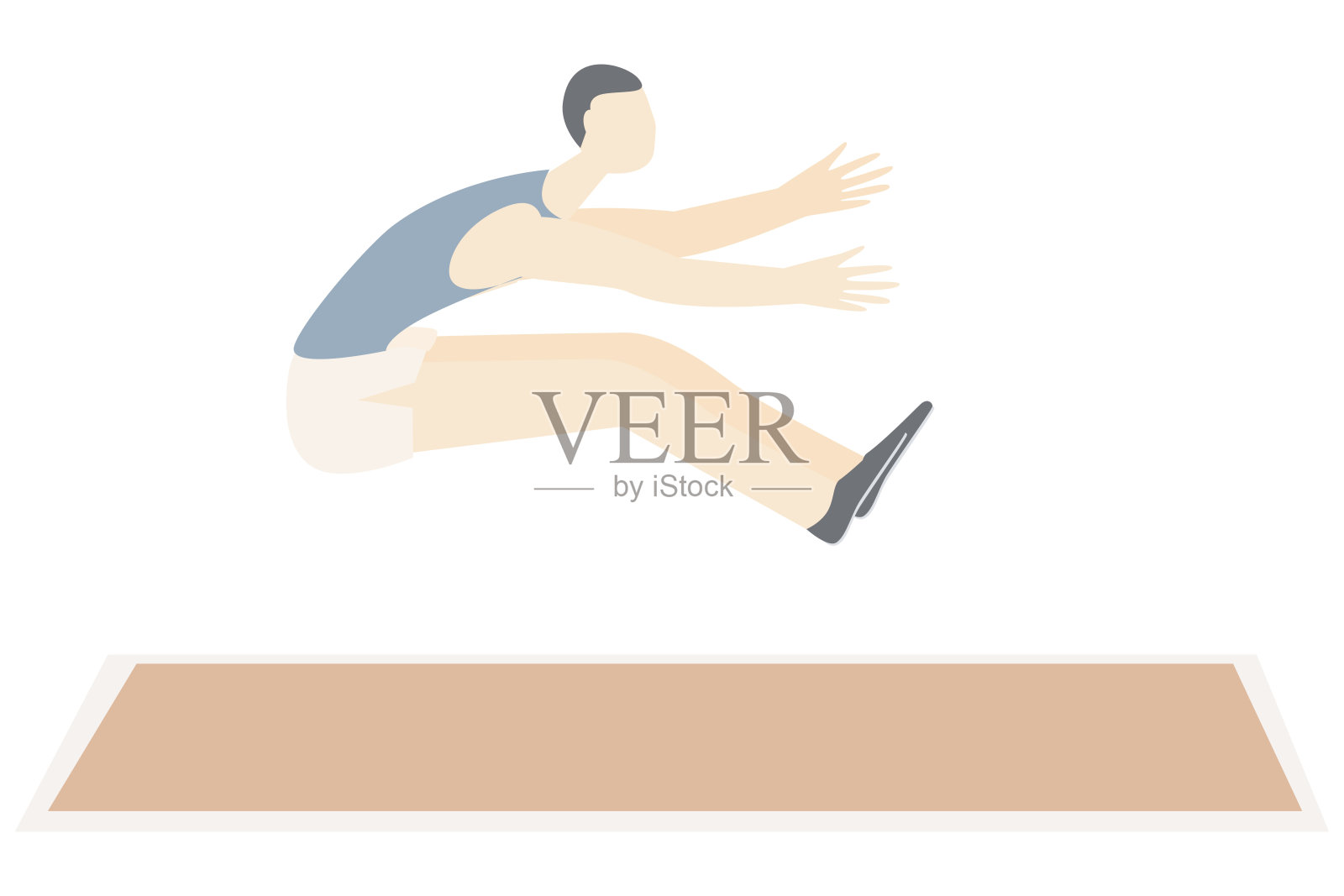 男运动员在体育场跳跃插画图片素材