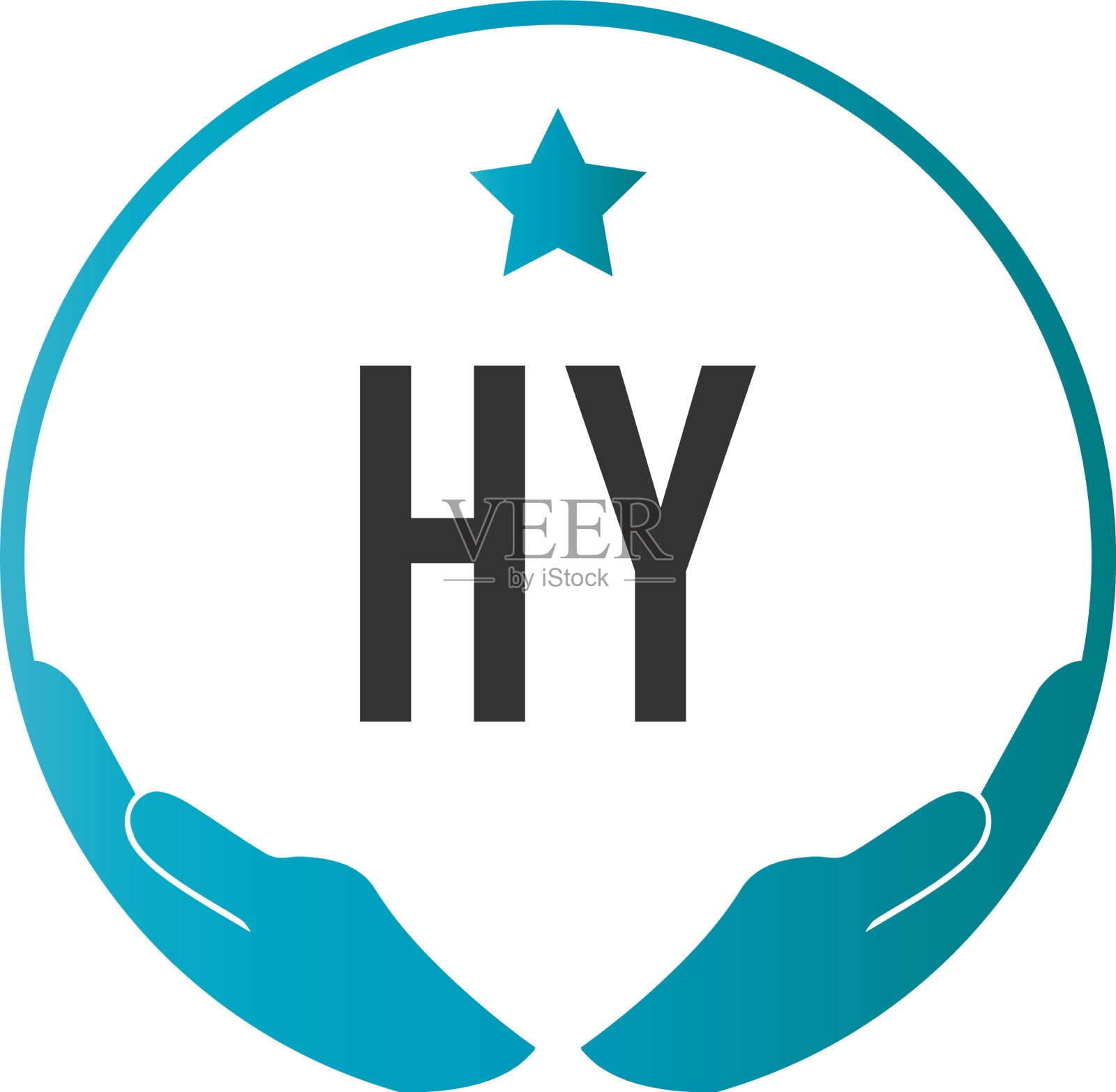 首字母hy手护理标志设计模板插画图片素材