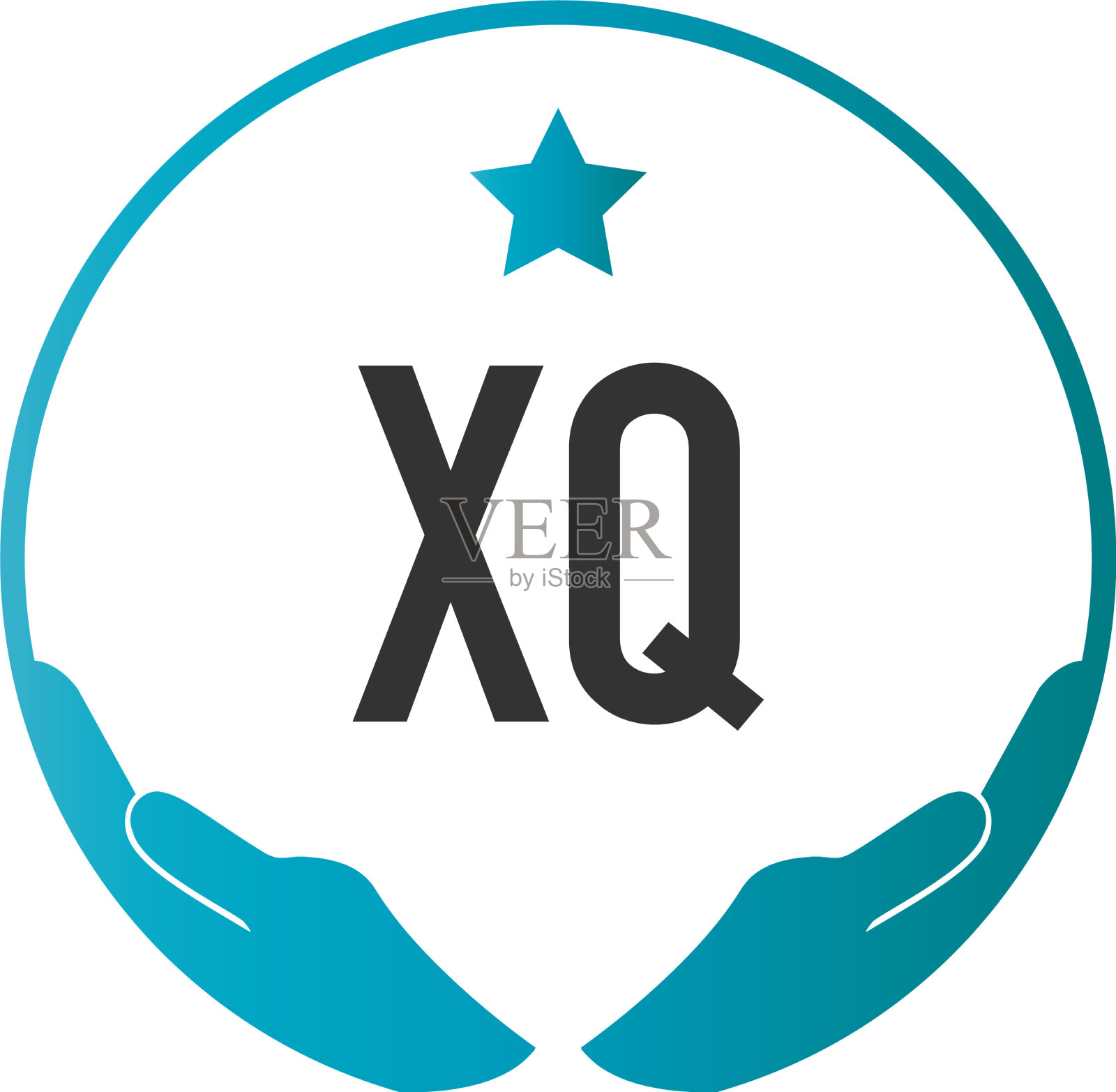 首字母xq手护理标志设计模板插画图片素材