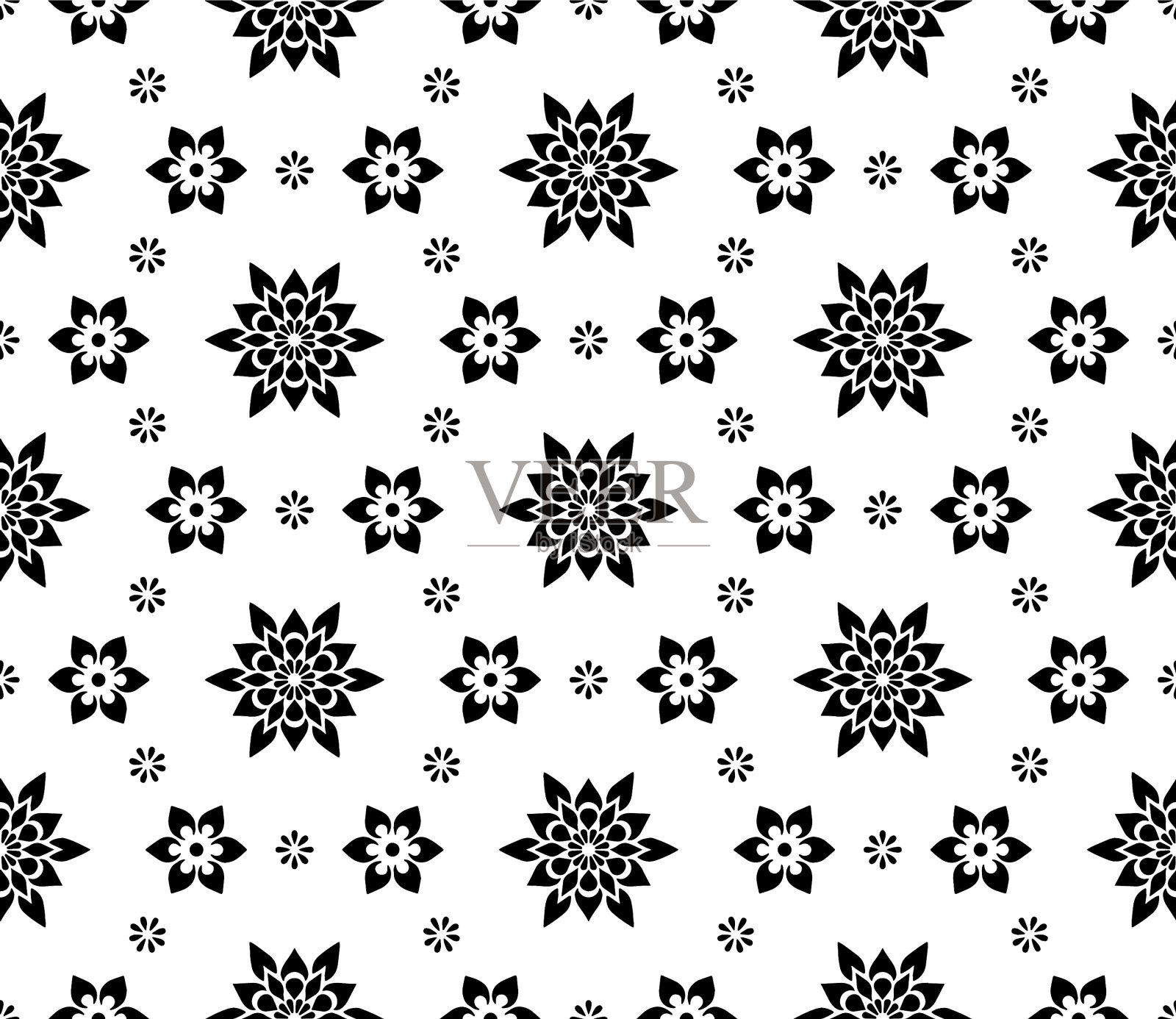 抽象图案无缝黑白涂鸦插画图片素材