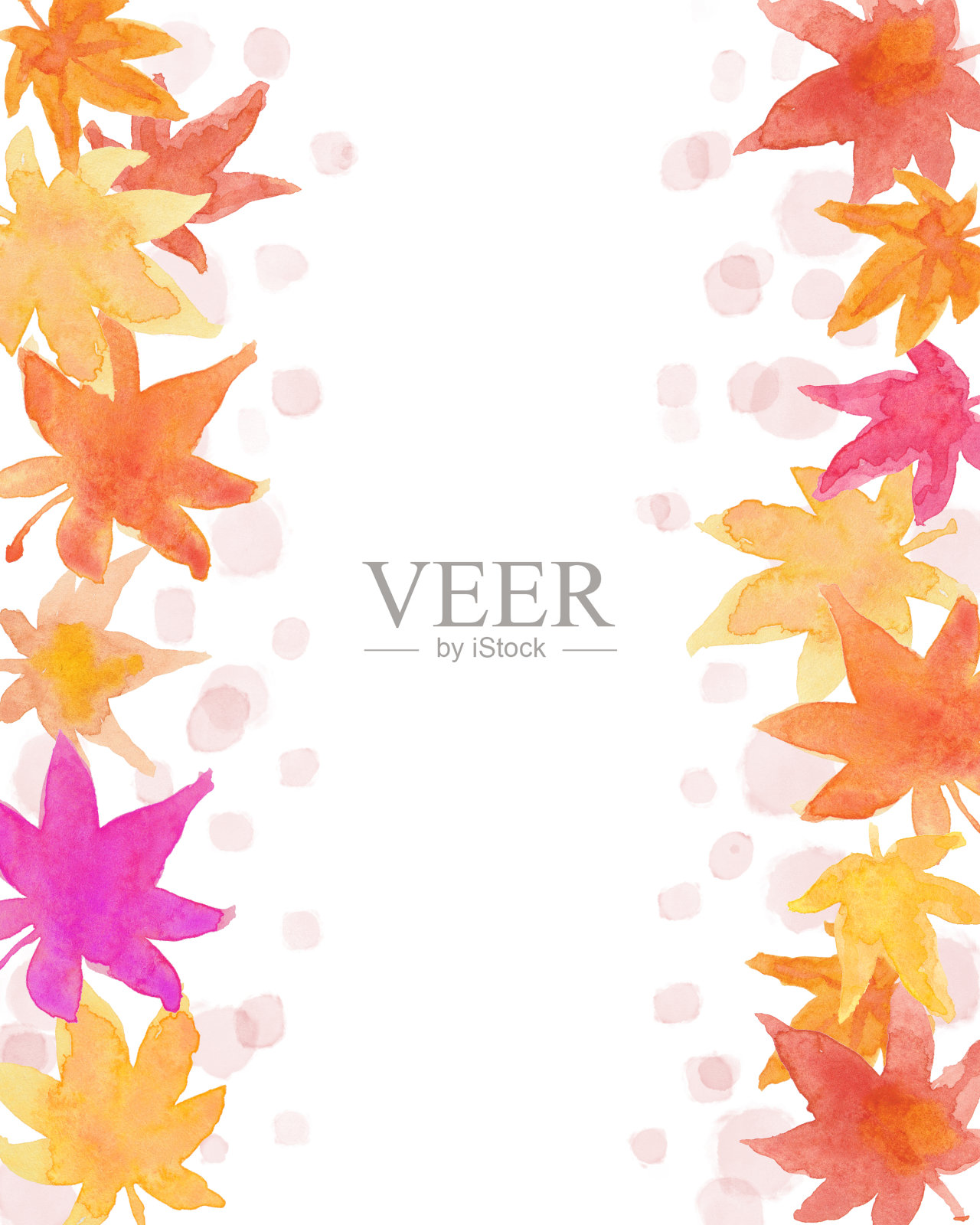 水彩手绘秋叶画框插图插画图片素材