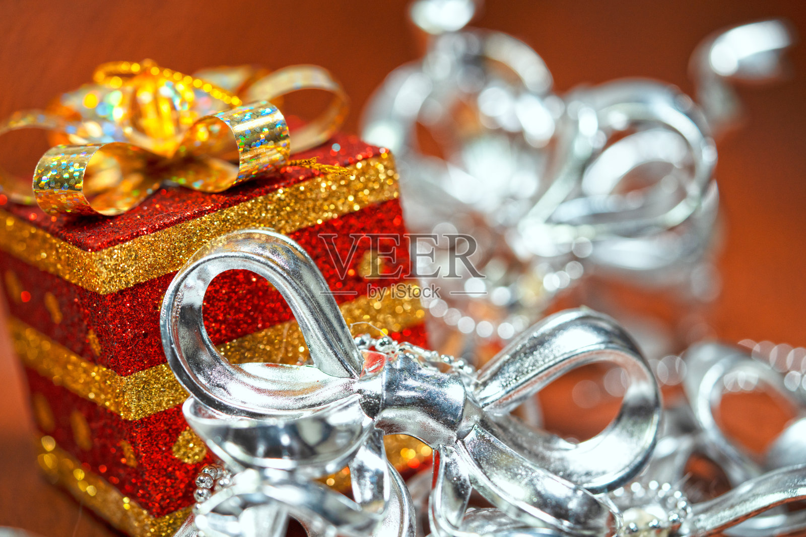 礼物盒和圣诞装饰设计的背景和灵感照片摄影图片