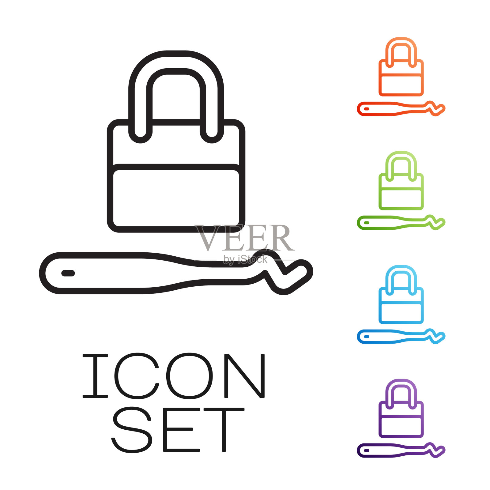 黑线开锁器或用于锁的开锁器图标素材