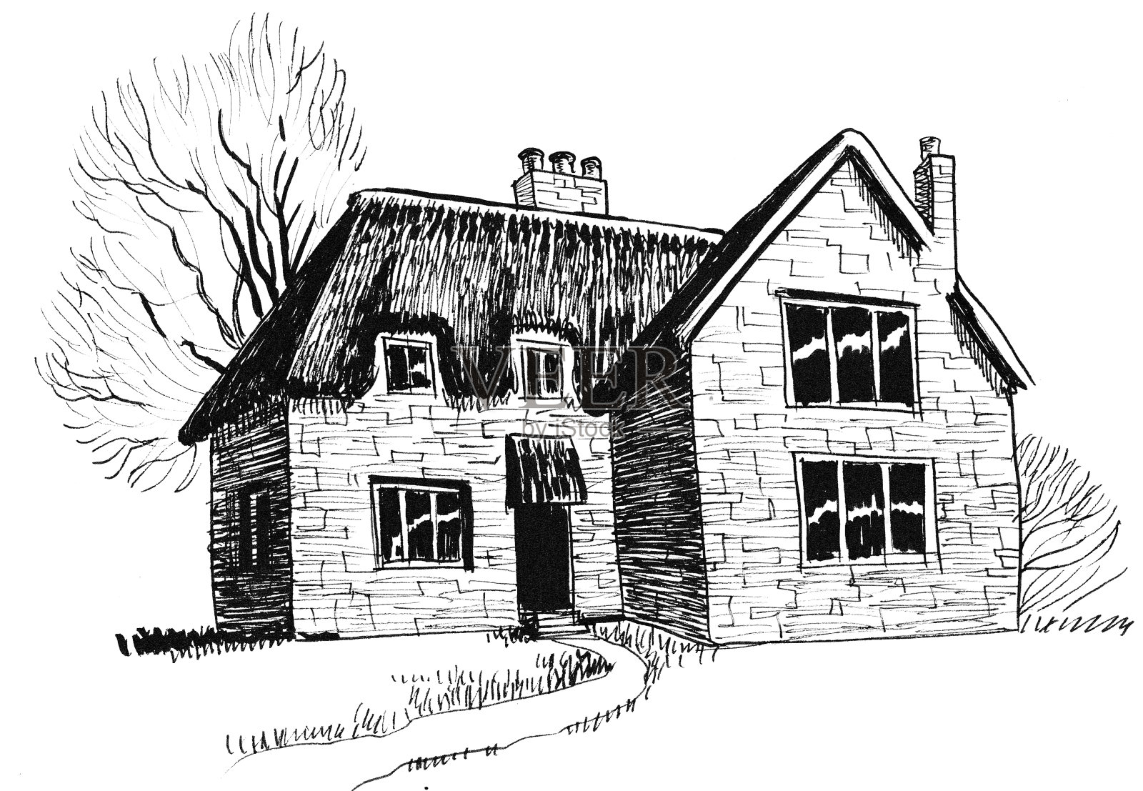 石头房子插画图片素材