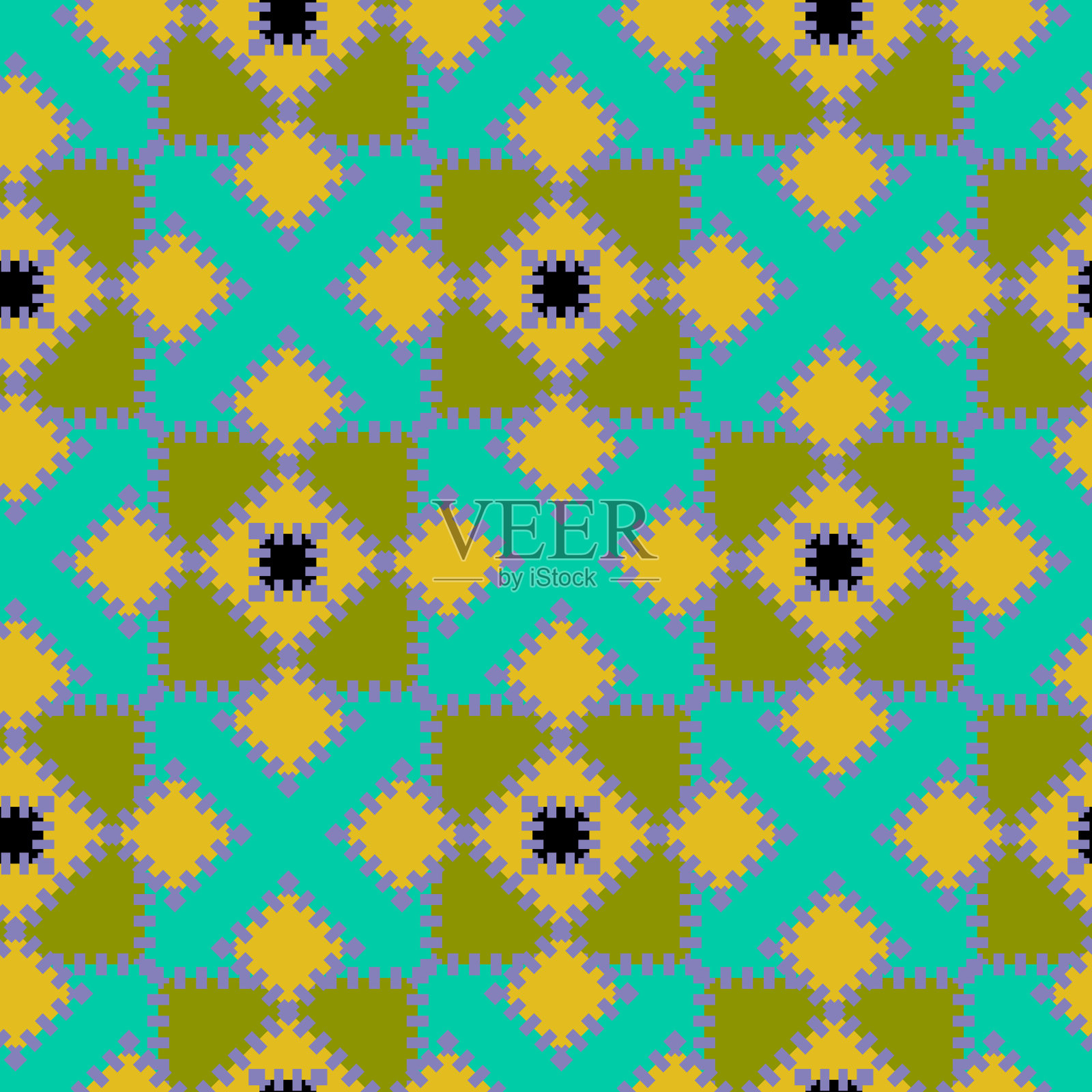 几何抽象无缝图案与五颜六色的形状。矢量图插画图片素材