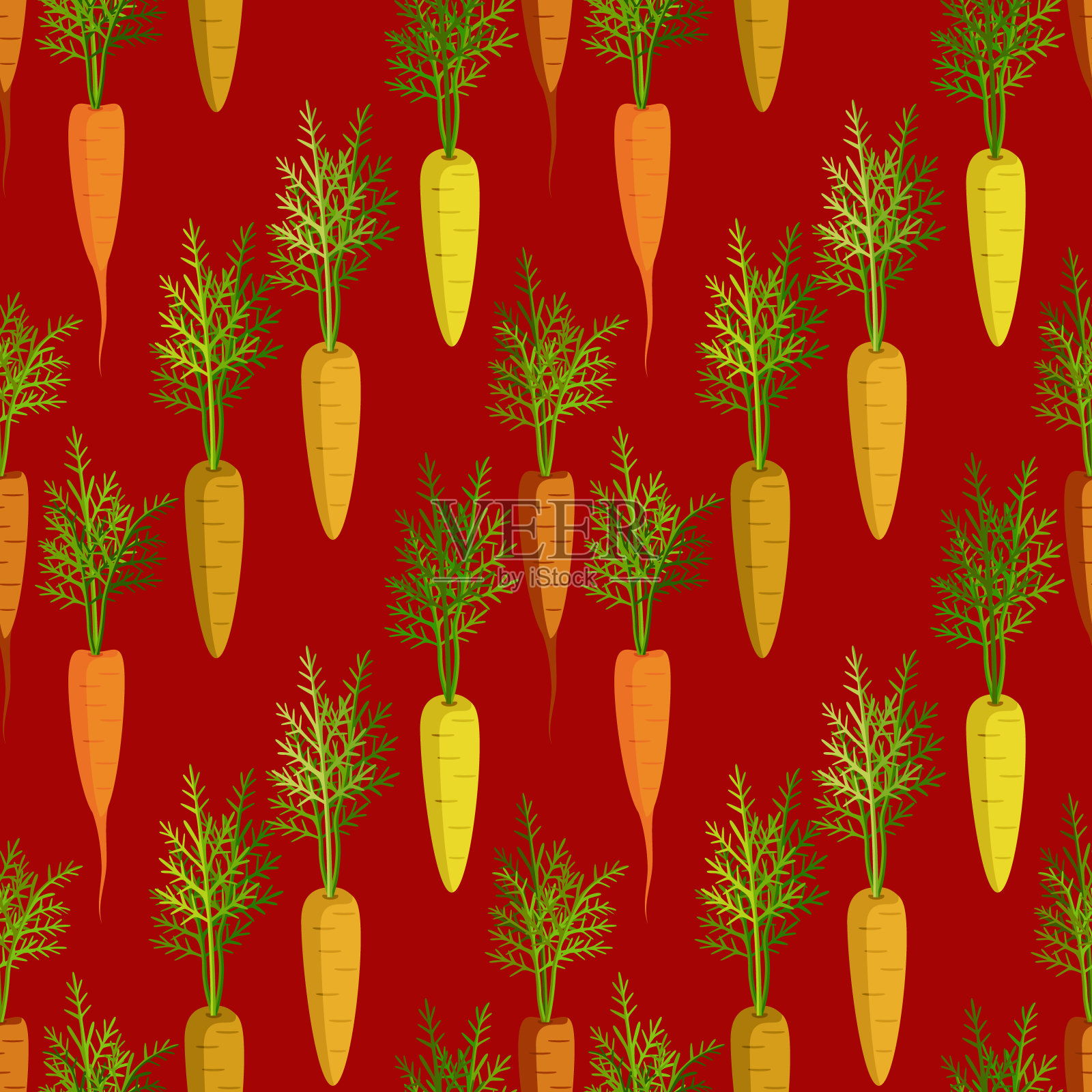 胡萝卜蔬菜矢量无缝模式。插画图片素材