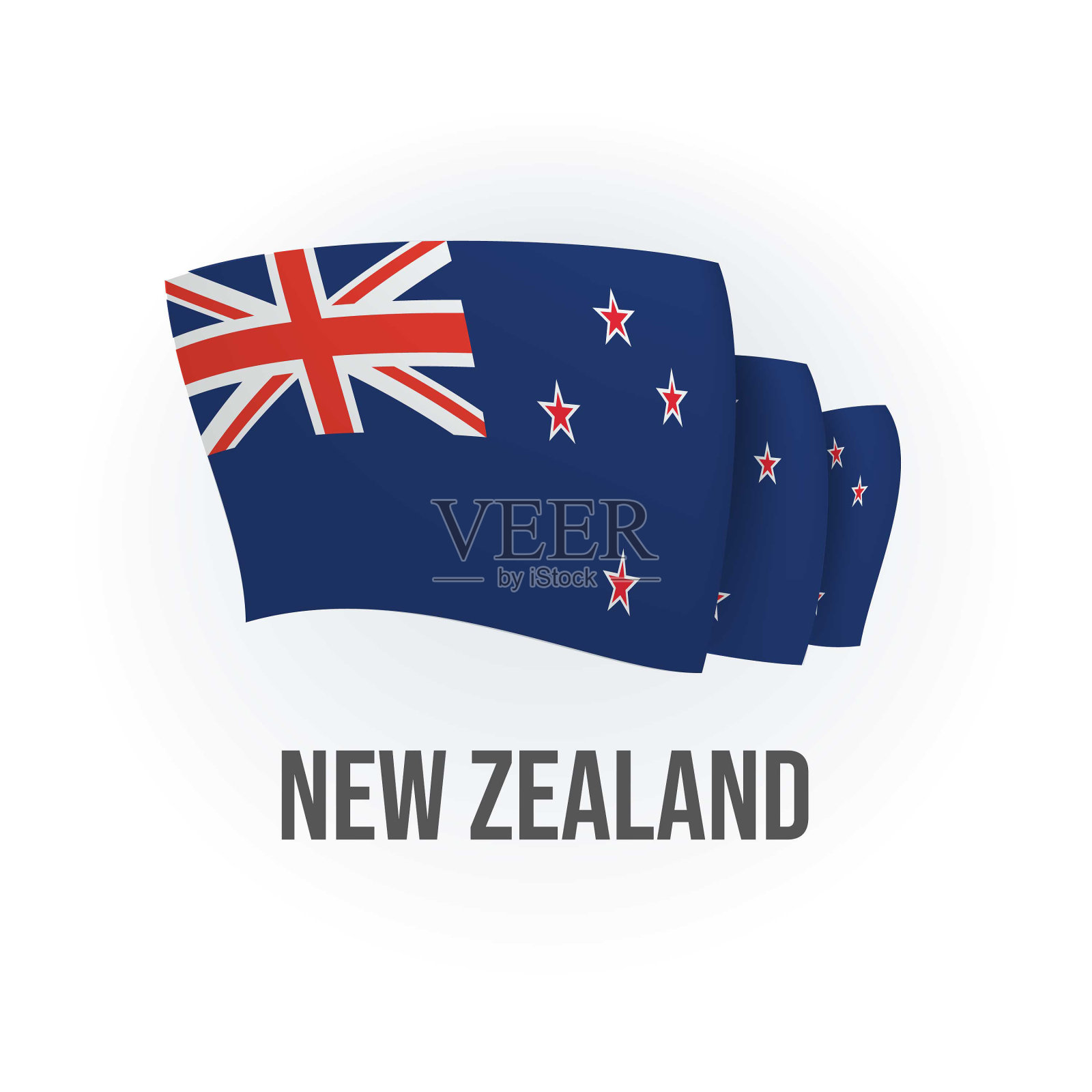 新西兰矢量旗。猕猴桃挥舞着国旗。矢量插图。插画图片素材