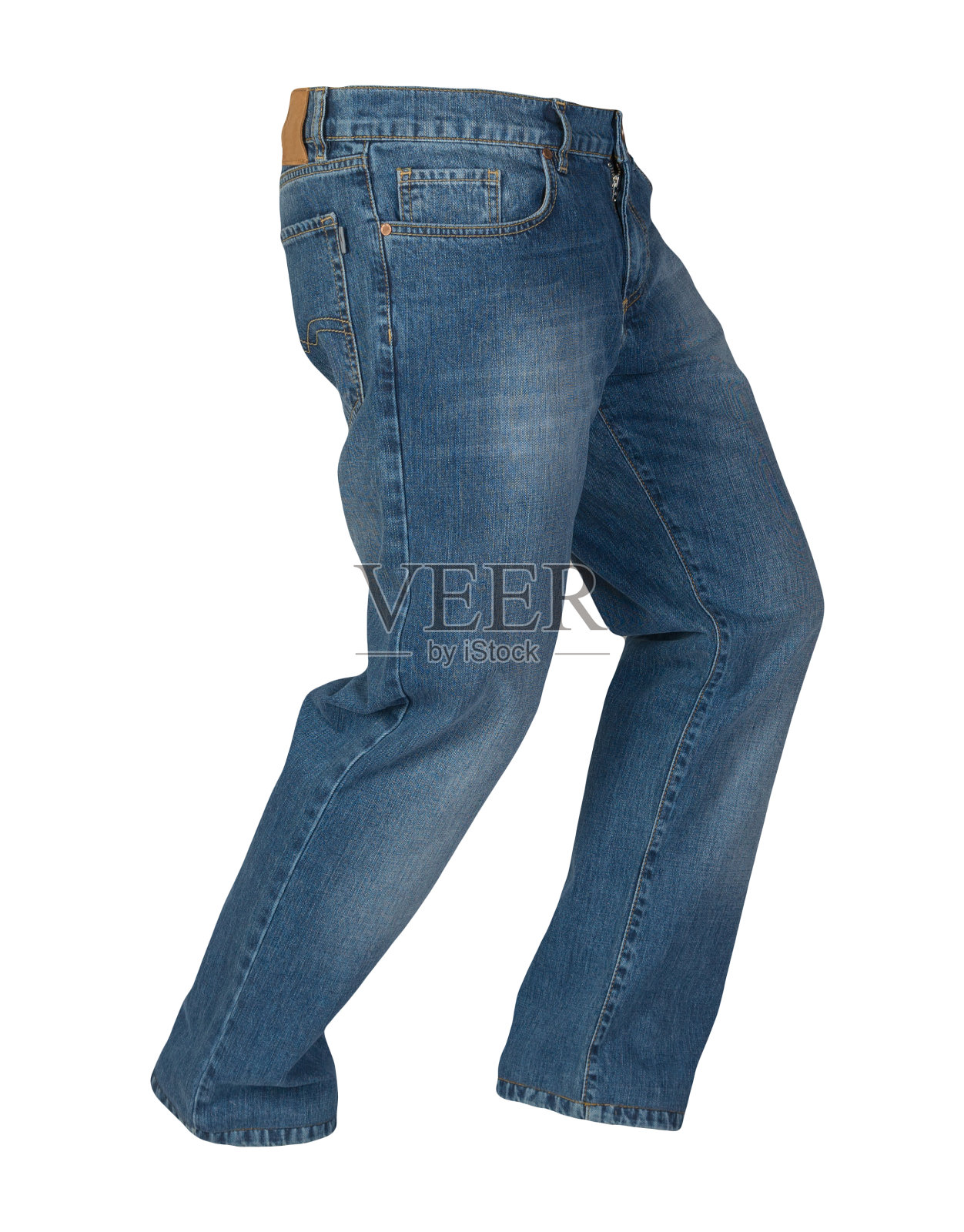 蓝色牛仔裤与白色背景隔离开来。漂亮的牛仔裤照片摄影图片