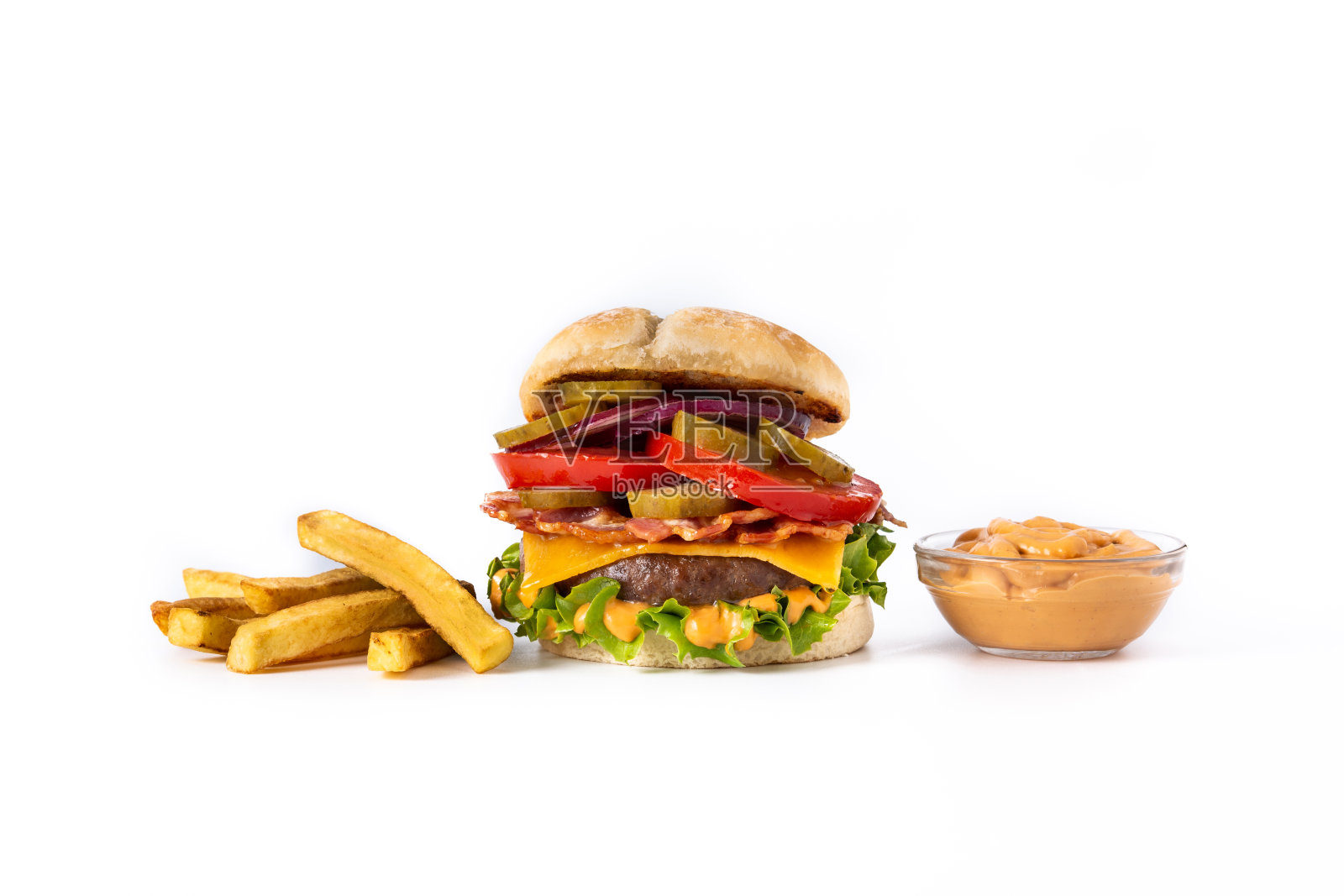 培根牛肉汉堡照片摄影图片