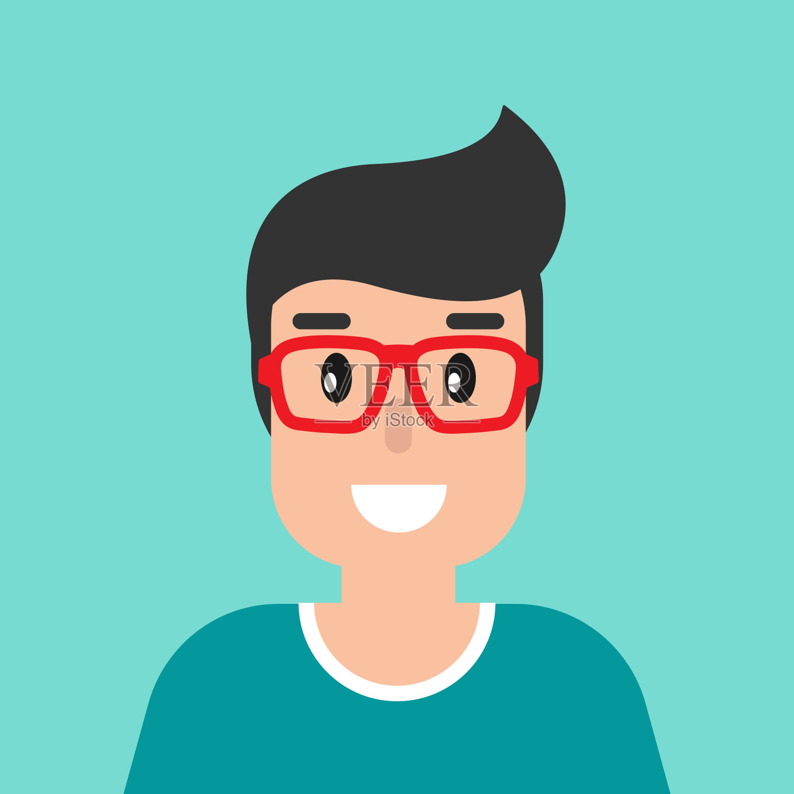 潮人的化身。戴着红眼镜的卡通人物。插画图片素材