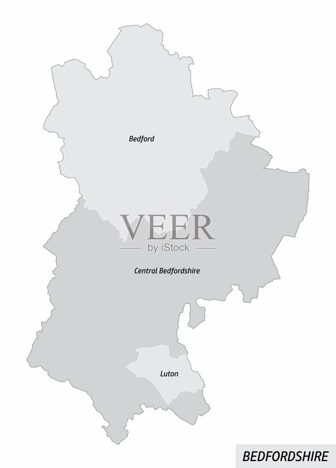 贝德福德郡行政地图插画图片素材