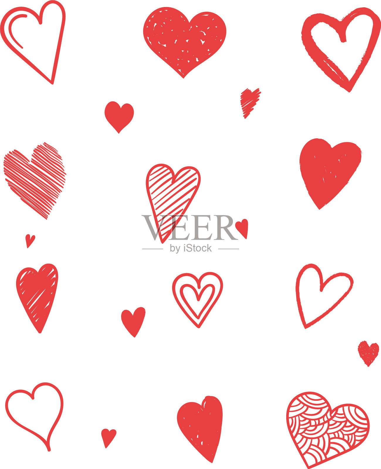 手绘的心插画图片素材