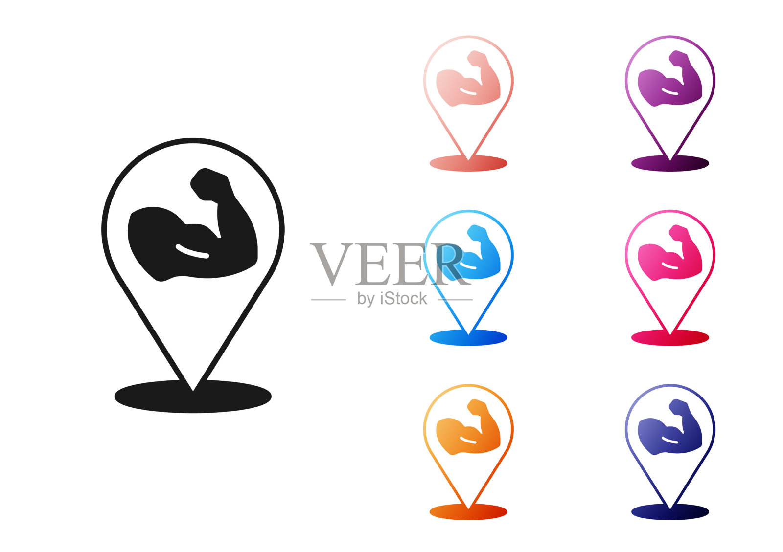 黑人健美运动员展示他的肌肉图标图标素材