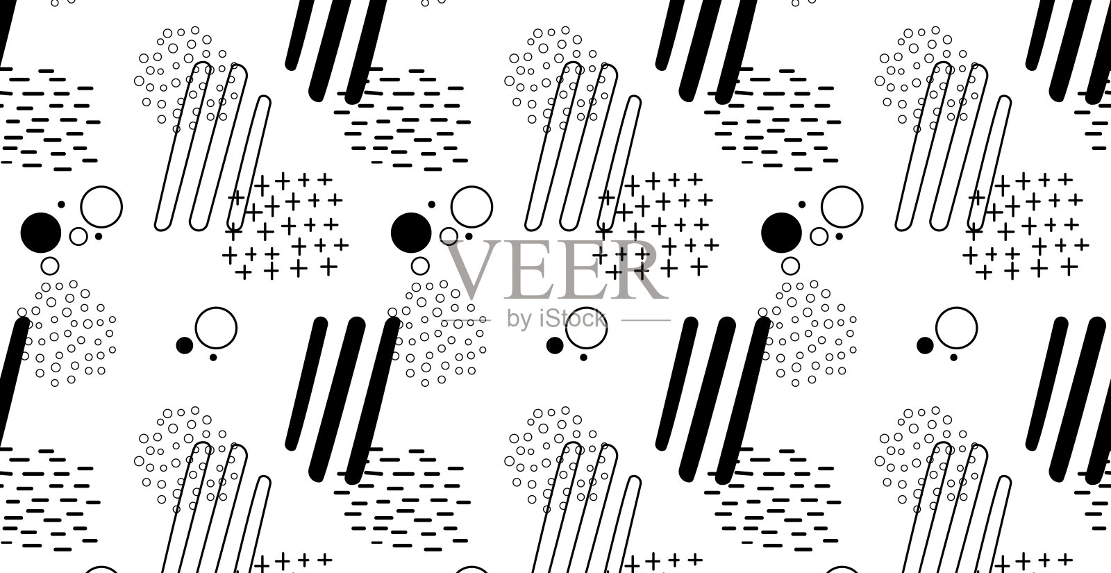 无缝模式,在白色背景上的各种几何形状-向量插画图片素材