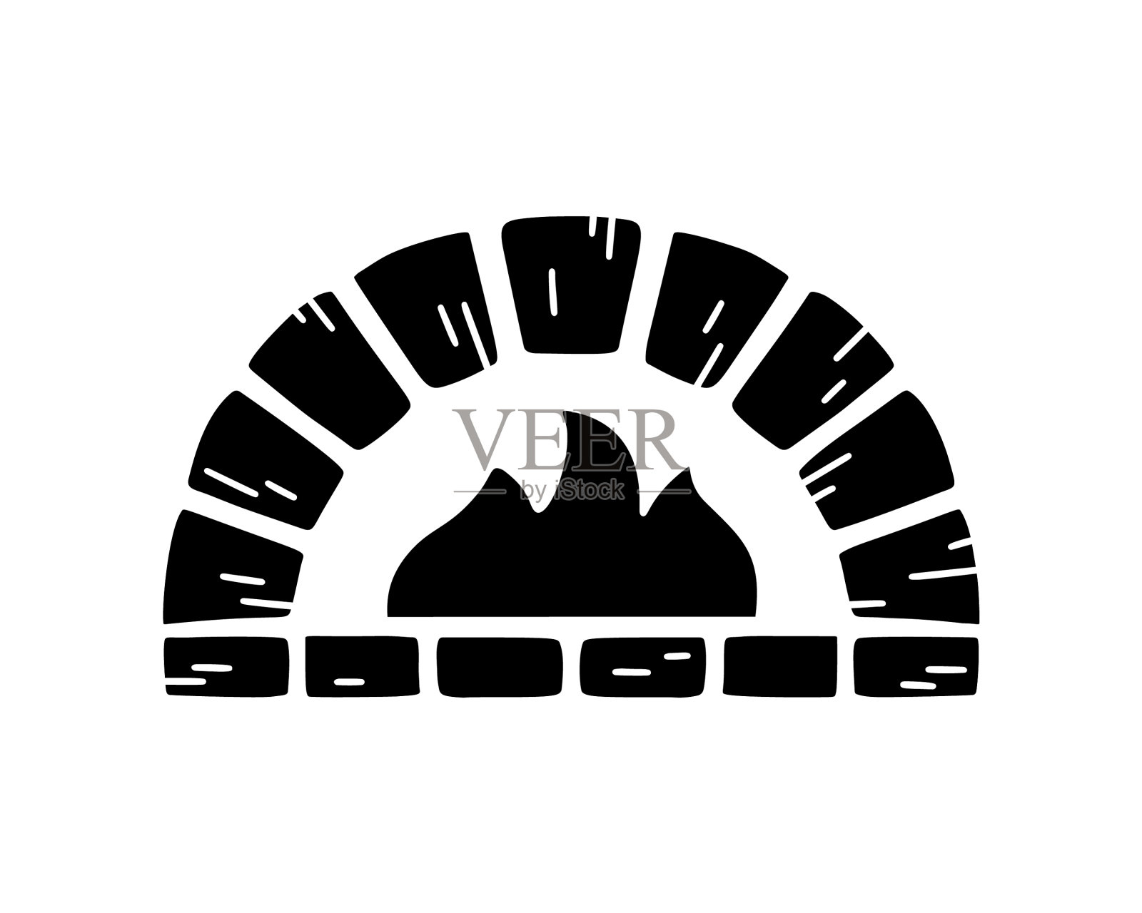 石头烤箱剪影涂鸦图标手绘的插画图片素材