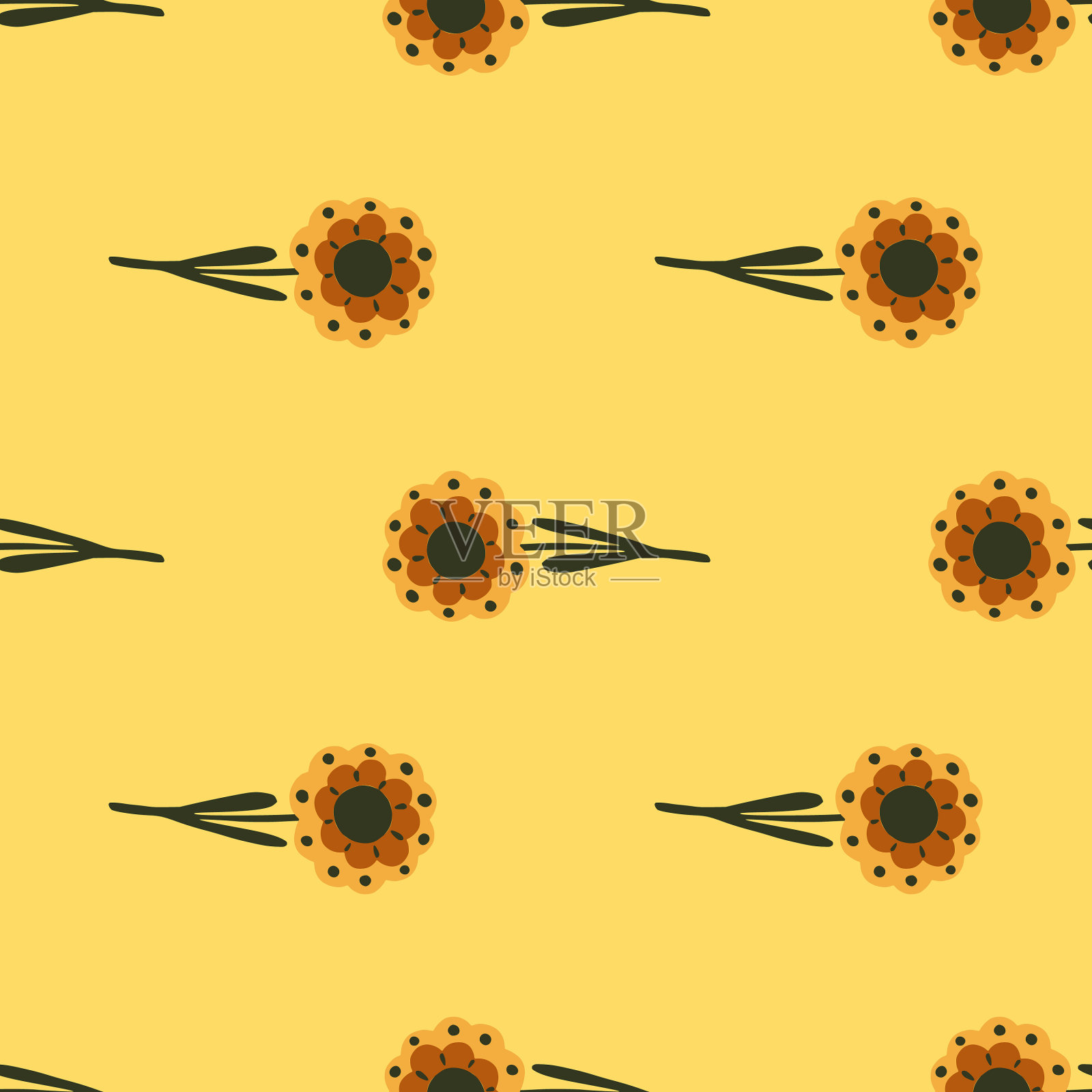 几何无缝涂鸦图案与民间插画图片素材