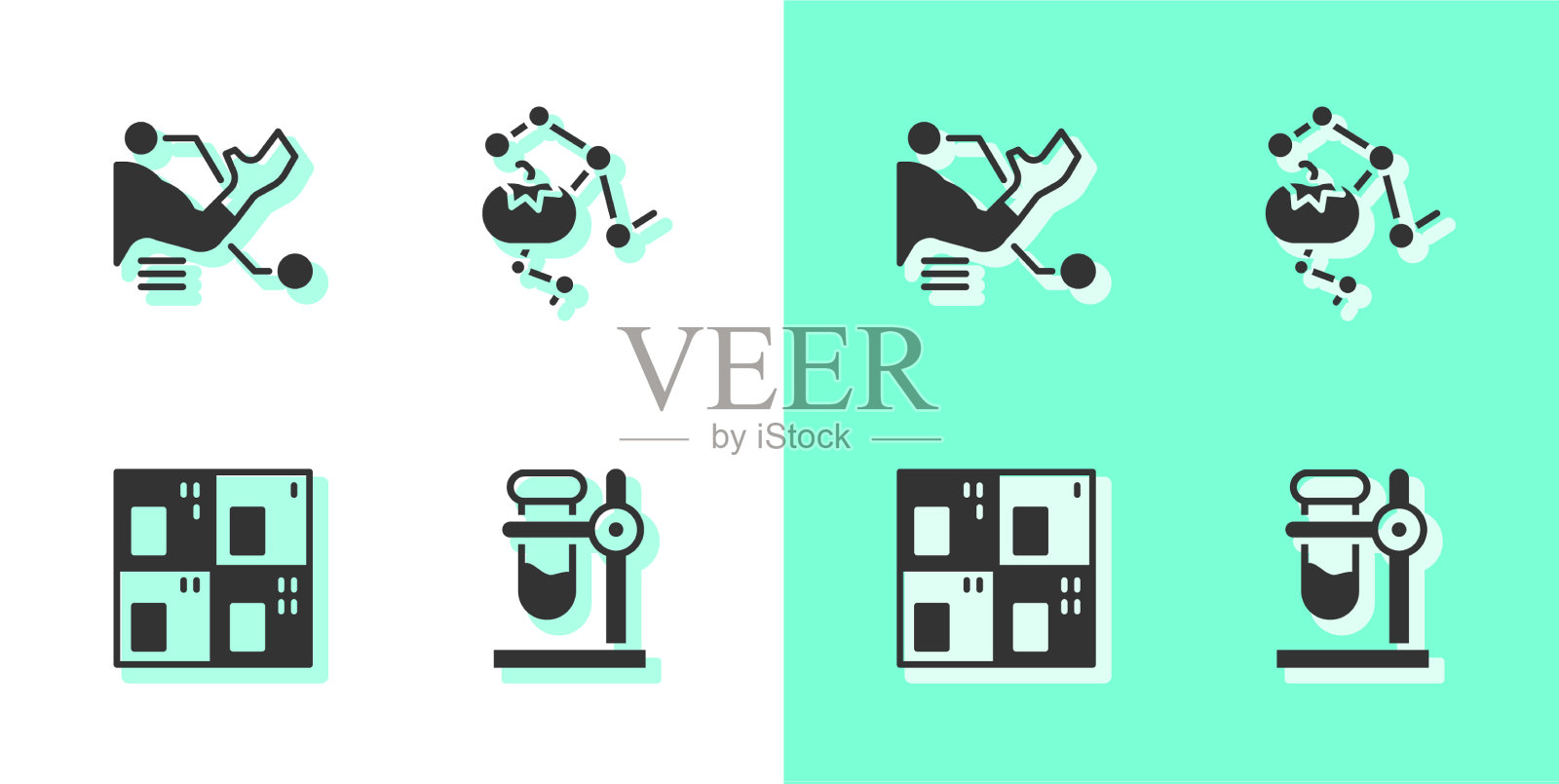 将试管烧瓶放置在支架假肢手上图标素材