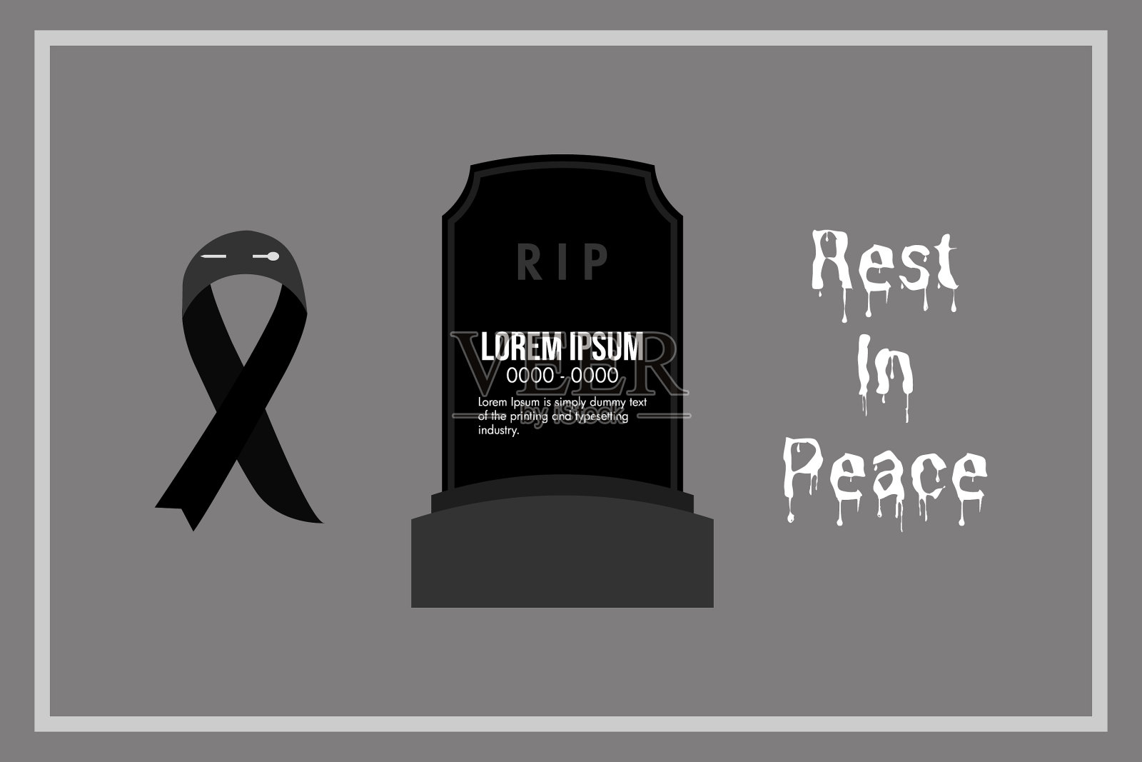 黑色的丝带和坟墓,安息的撕裂插画图片素材