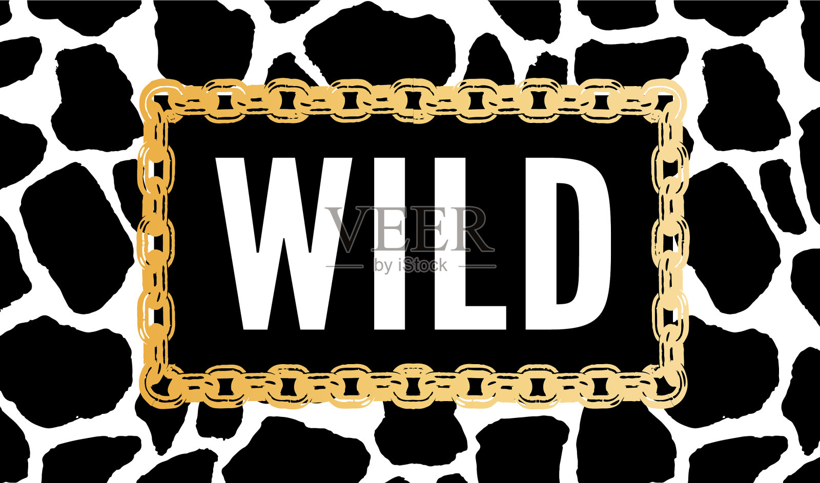 装饰野生文字与长颈鹿图案时尚设计元素图片