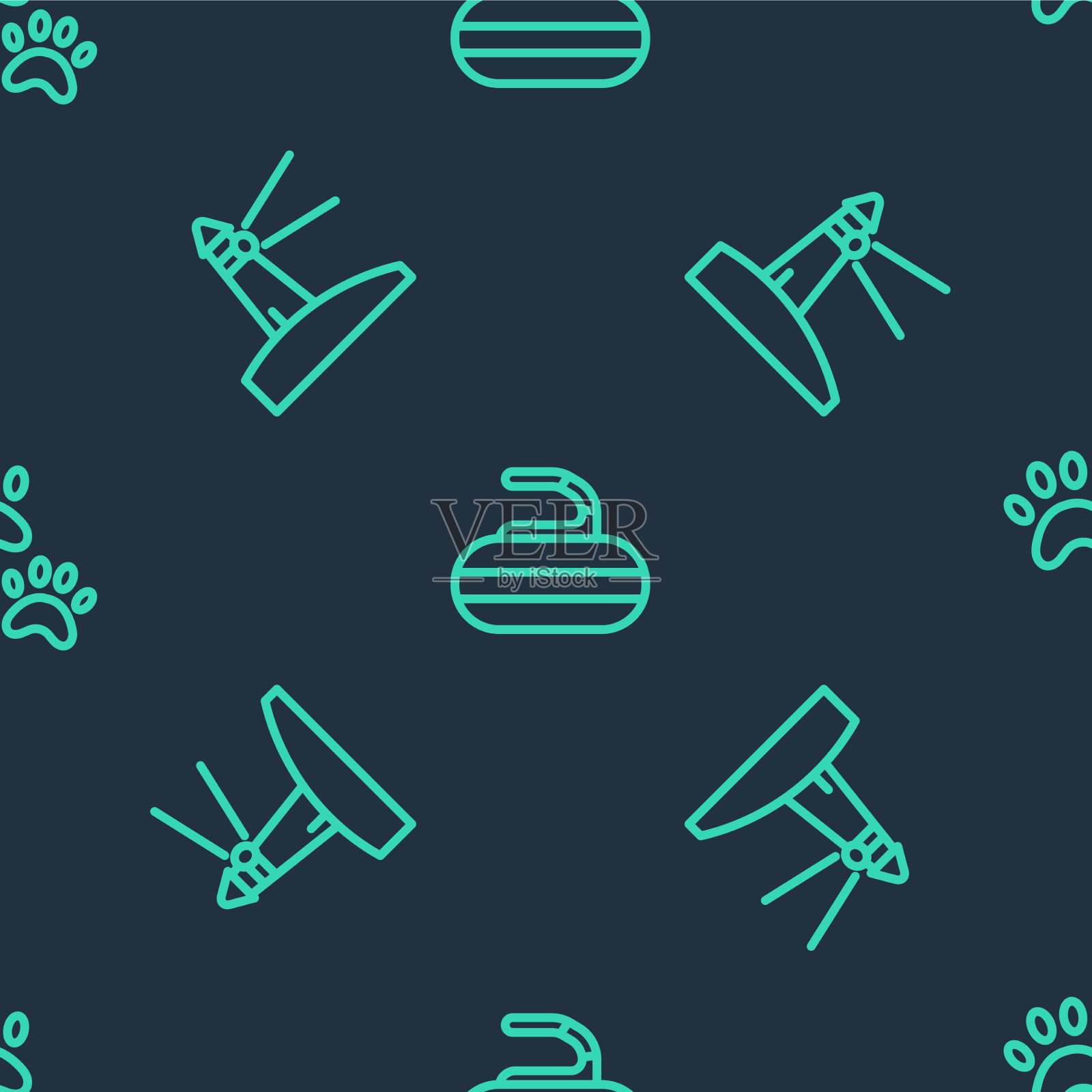 为卷曲的灯塔和爪子设置线石图标素材