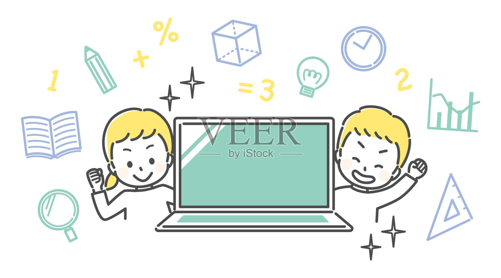 学习数学的简单图标插画图片素材