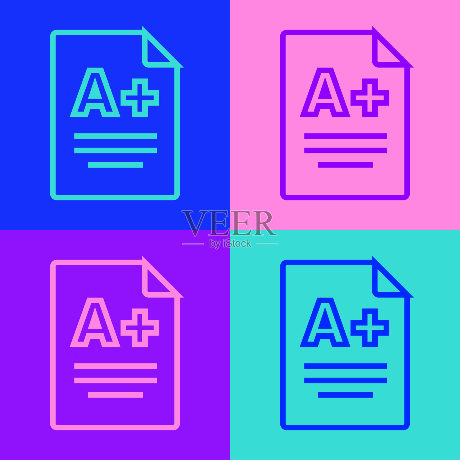 波普艺术线考试表加上成绩图标插画图片素材