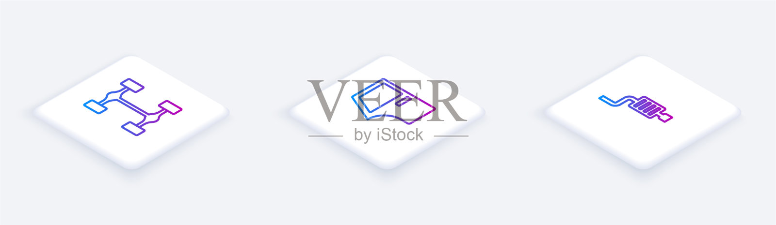 设定底盘车和车门等距线图标素材