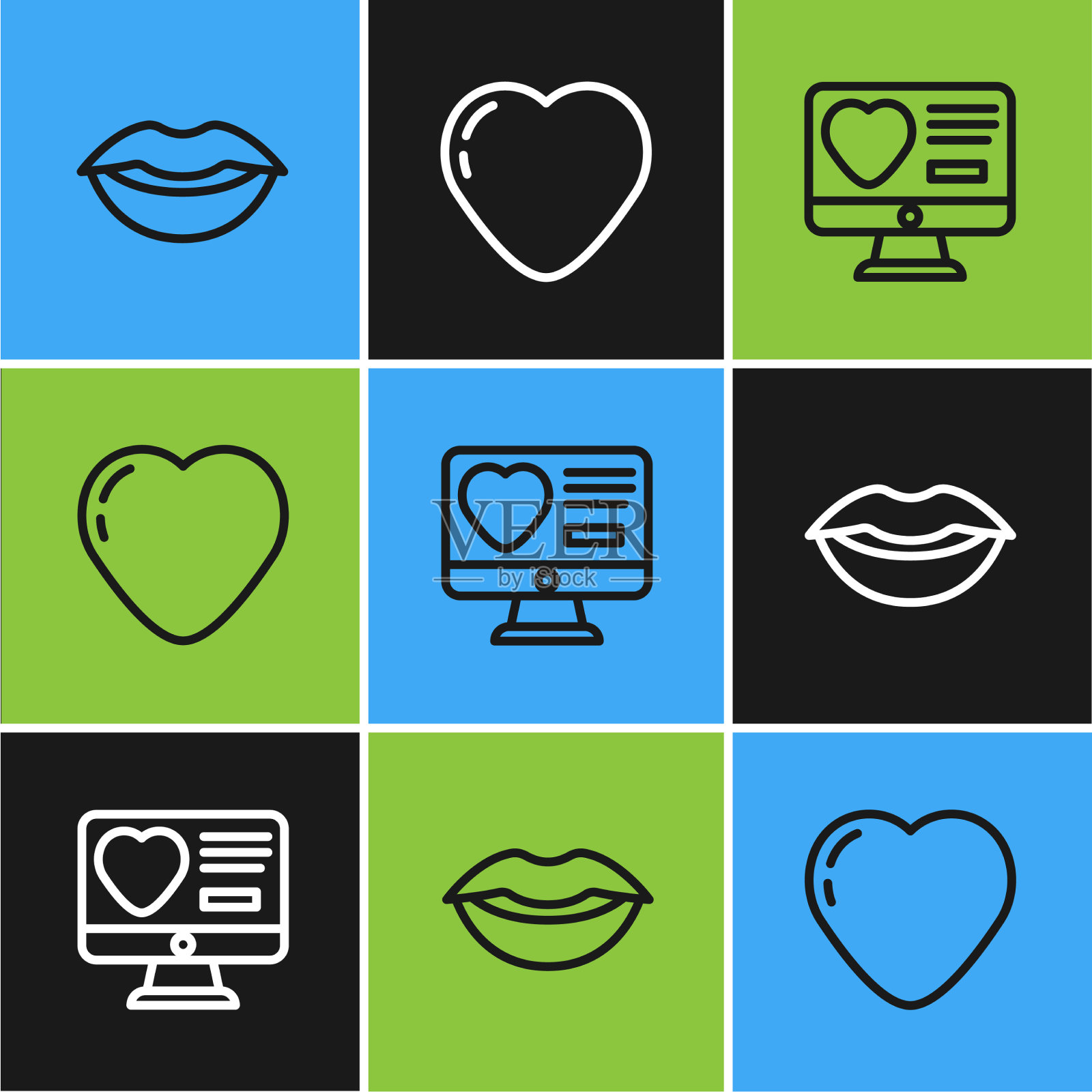 设行微笑唇约会app在线和心图标素材