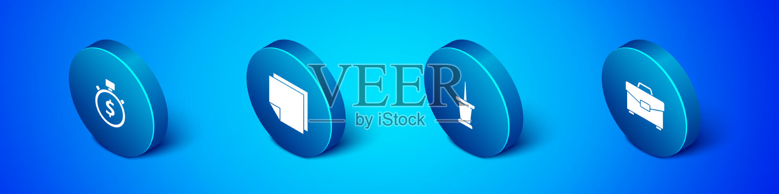 设定等距时间是钱推针公事包图标素材