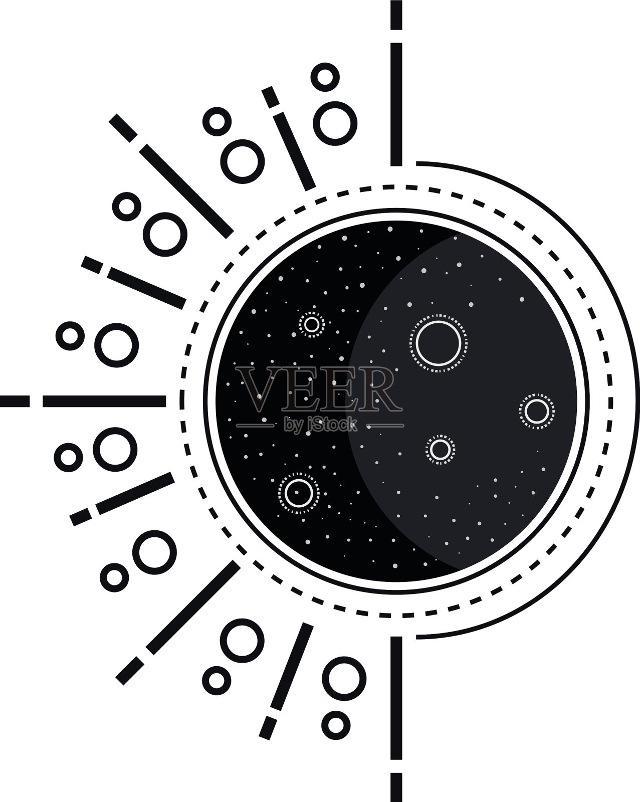 月牙月相渐圆设计元素图片