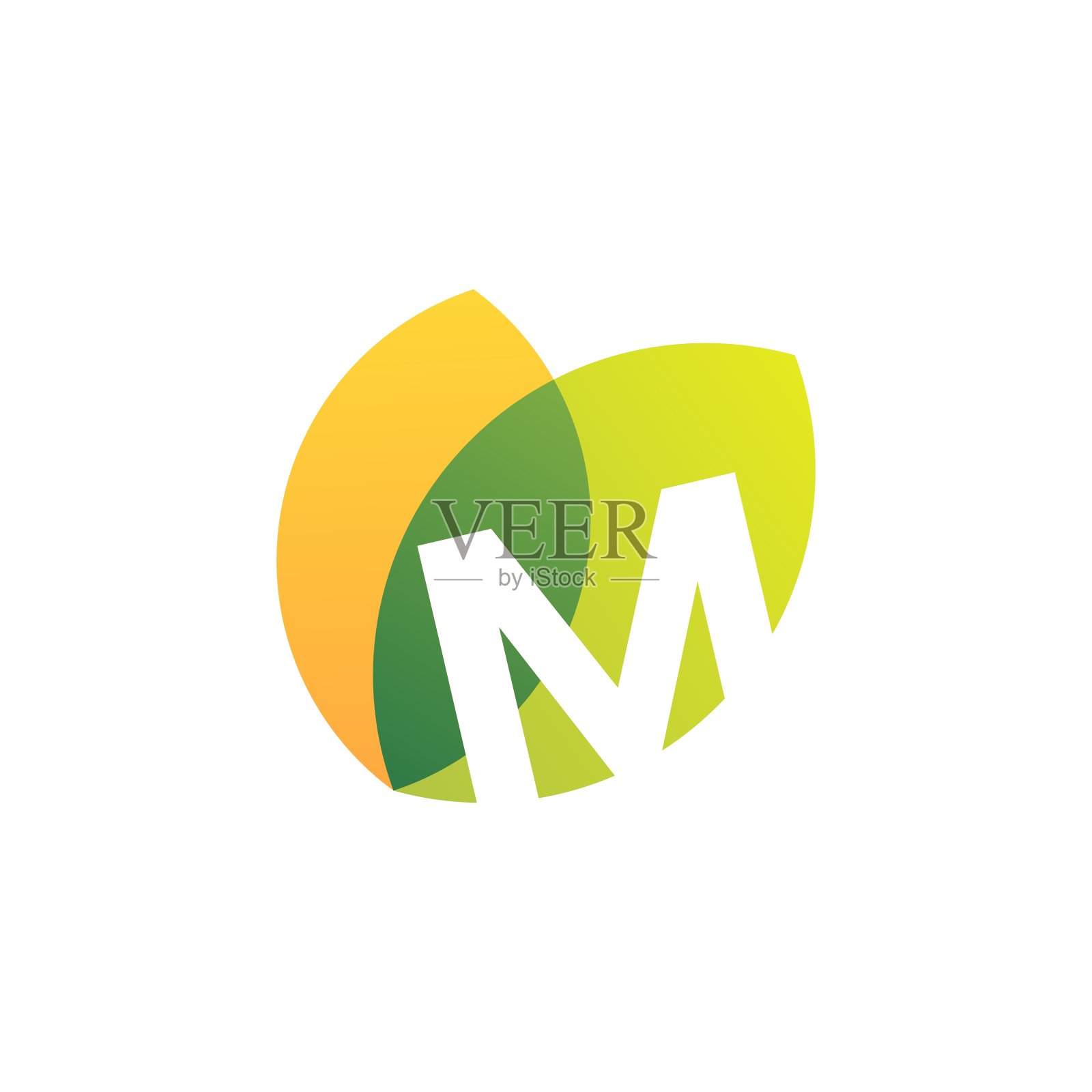 M字母叶重叠颜色矢量图标插图插画图片素材