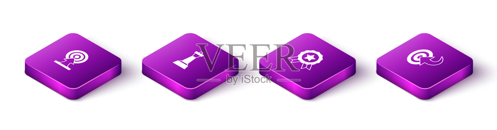 用箭和象棋奖牌设定等距目标图标素材