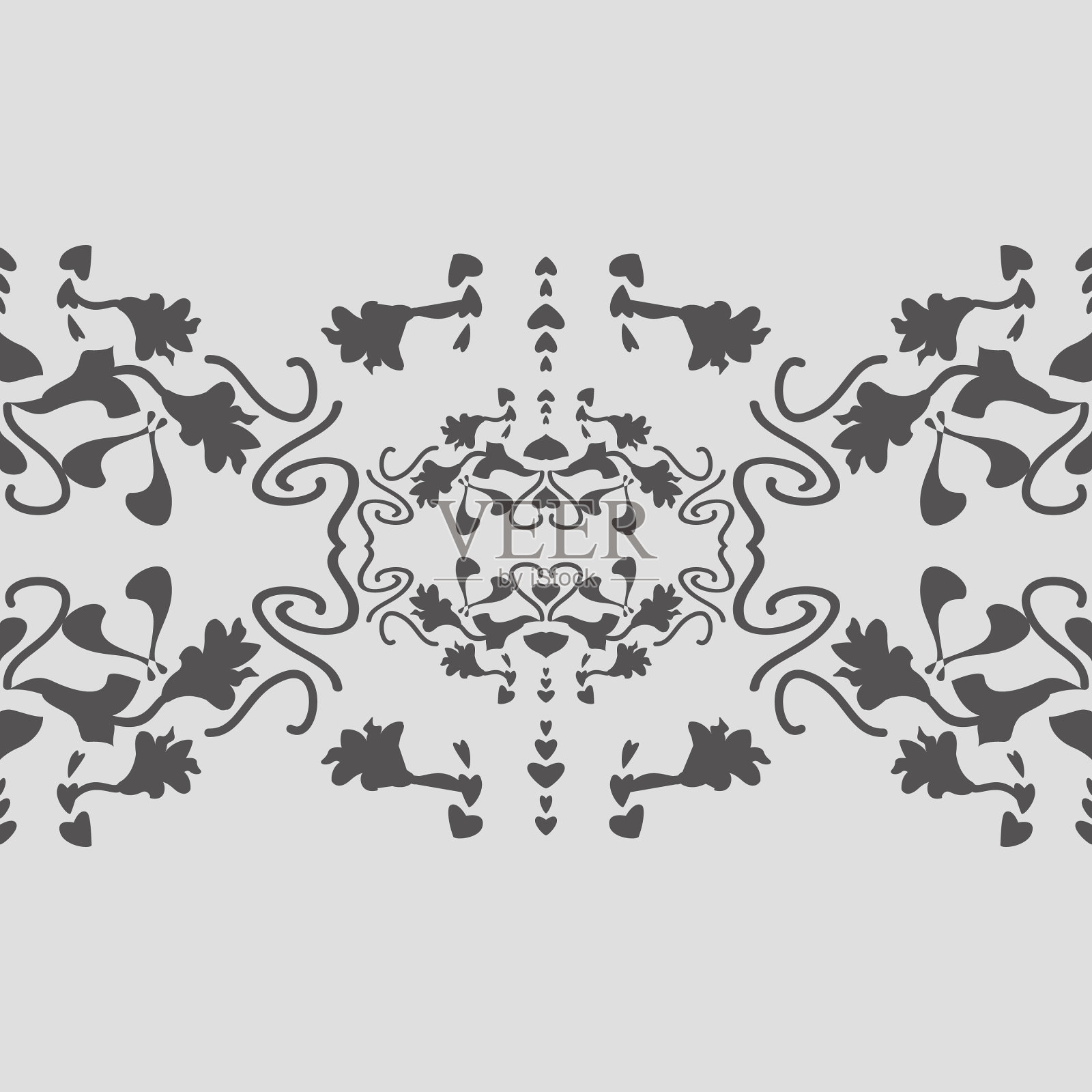 无缝花卉和心形图案插画图片素材