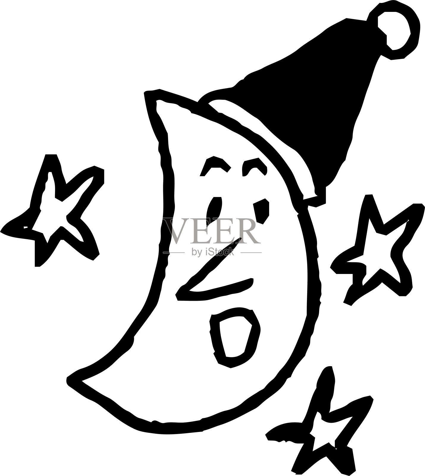 孩子们画的可爱的月亮和星星插画图片素材