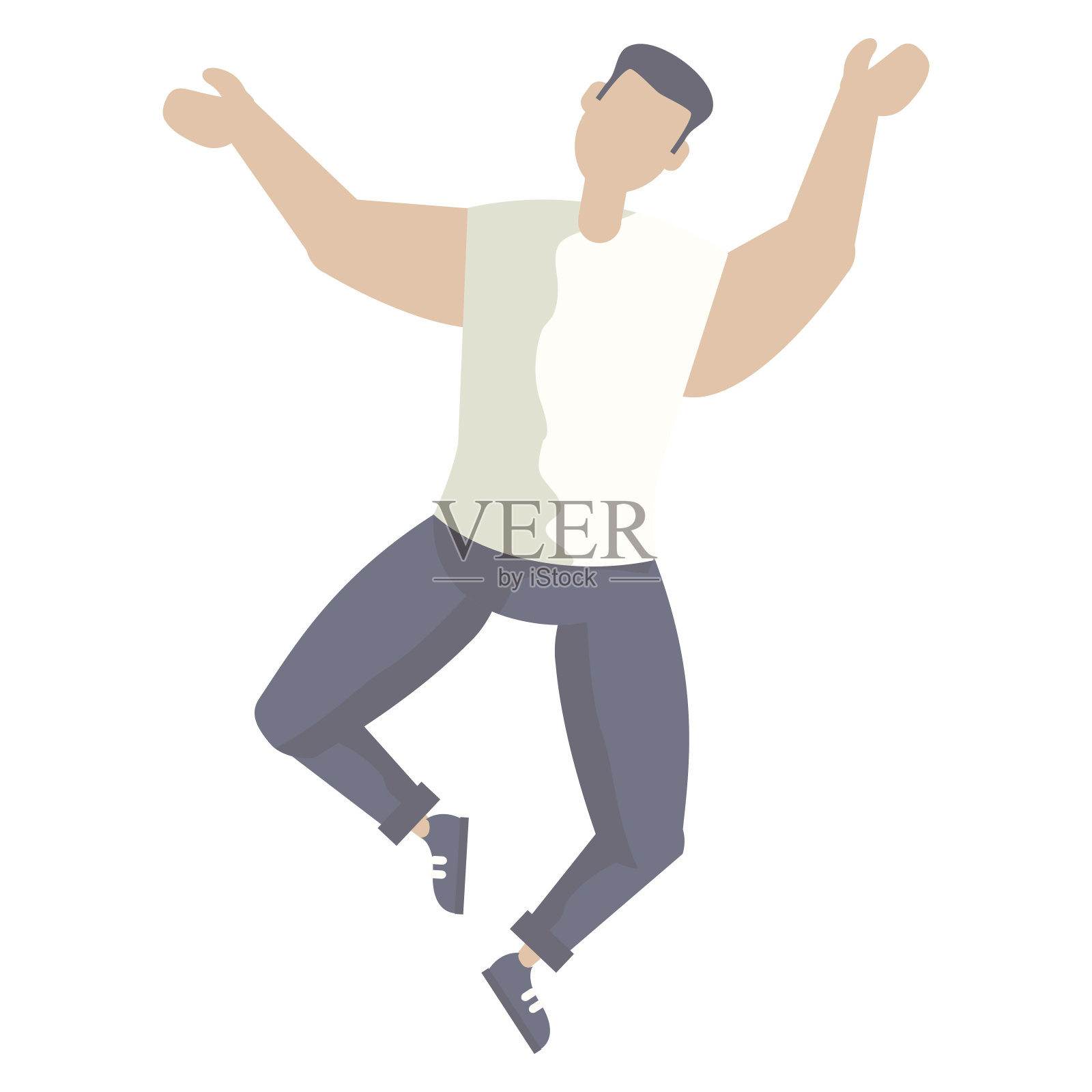 卡通人物男人平面风格简单现代各种姿势插画图片素材