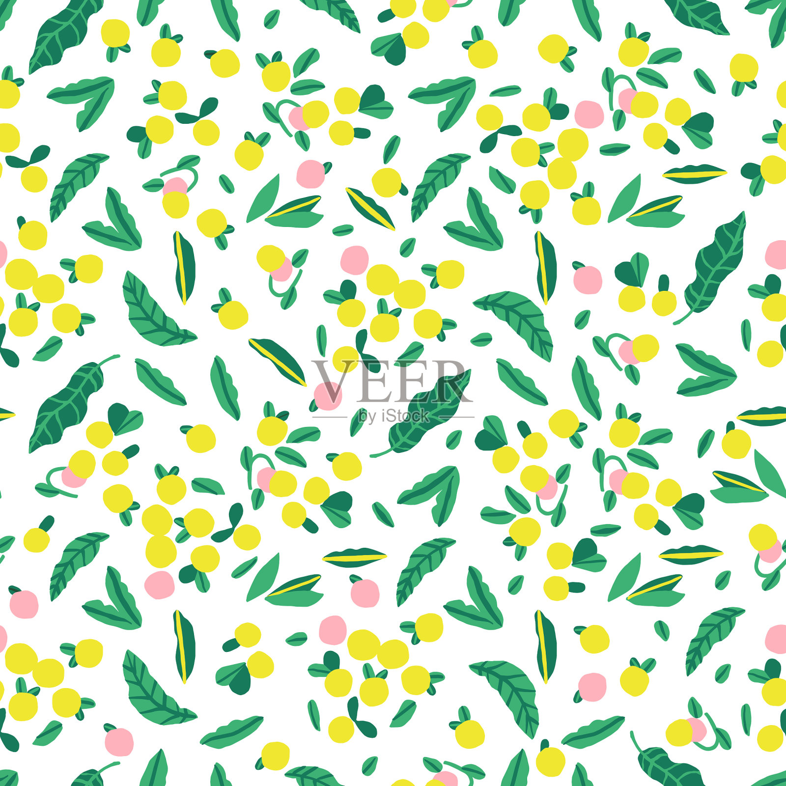 斯堪的纳维亚艺术可爱的蓝色浆果和树叶插图主题无缝重复图案数字文件艺术品家居装饰打印时尚织物纺织插画图片素材