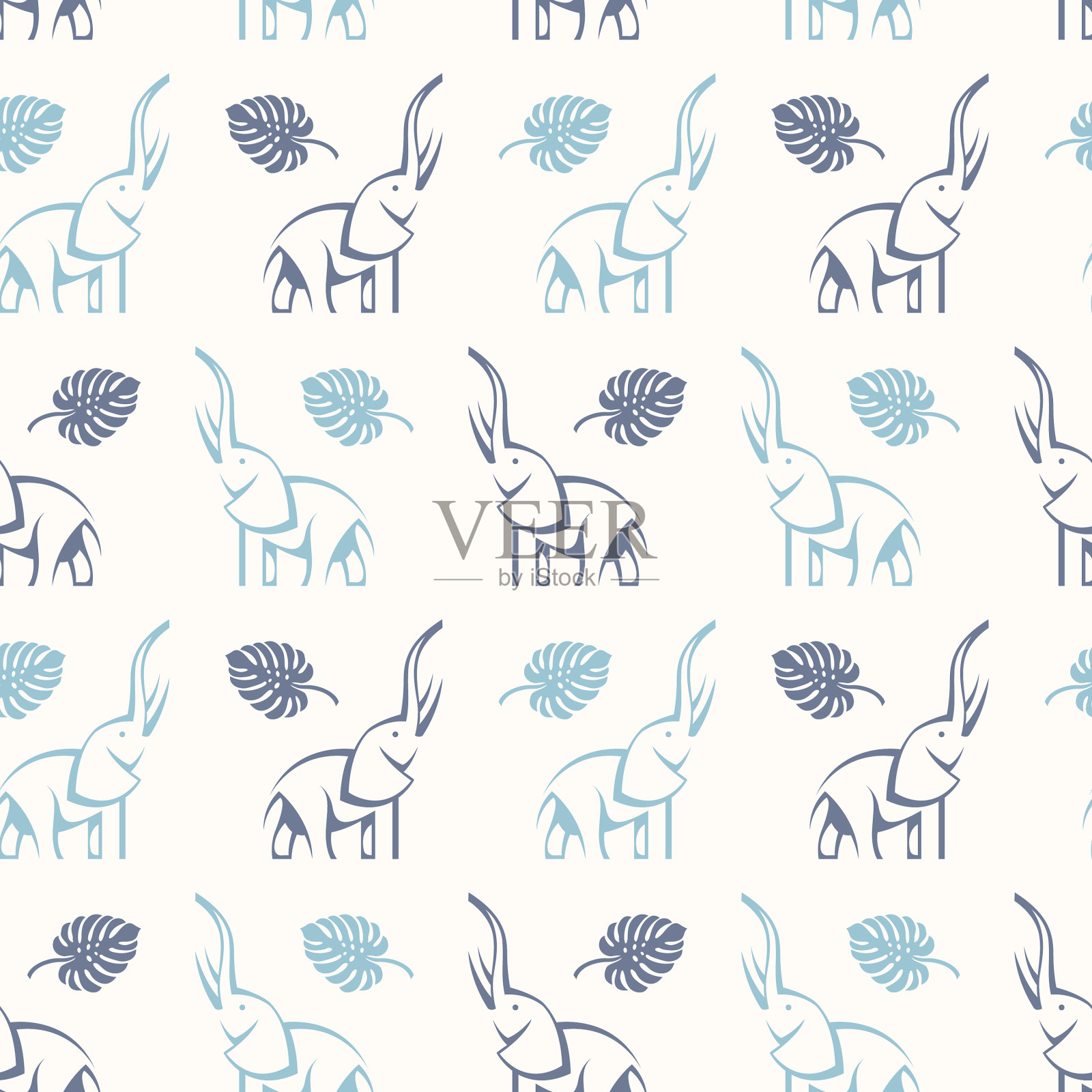 大象无缝模式插画图片素材