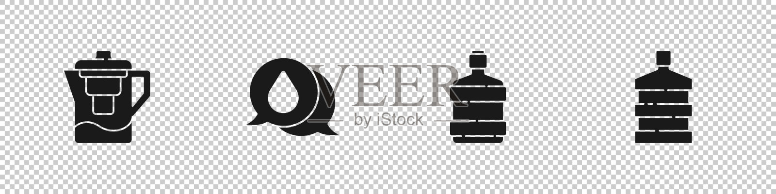 设置有过滤器的水壶滴语音气泡图标素材