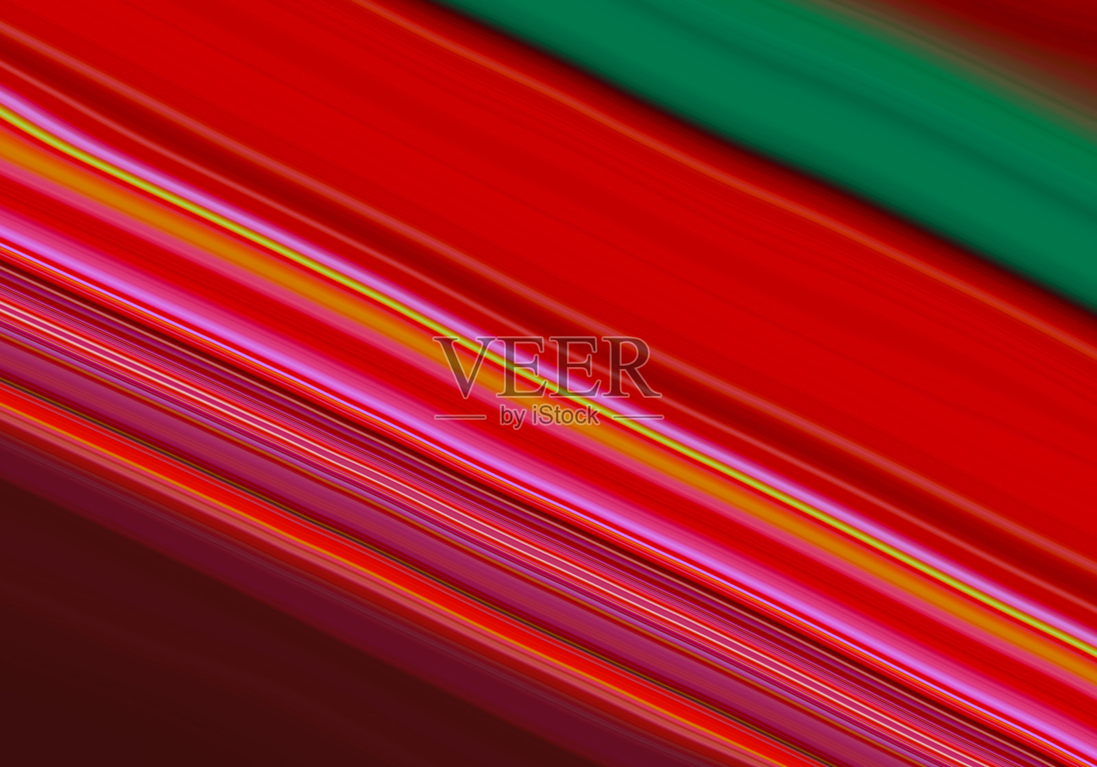 抽象豪华明亮的红色背景与流体绿色和粉红色条纹。数字几何线条。弯曲的形状插图。充满活力的纹理。墨水的水。现代设计的旗帜,传单,模板。照片摄影图片