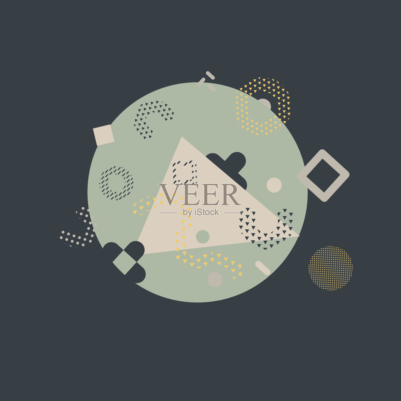 向量抽象几何打印在尘埃暖色无缝图案背景。完美的织物,剪贴簿和墙纸项目。插画图片素材